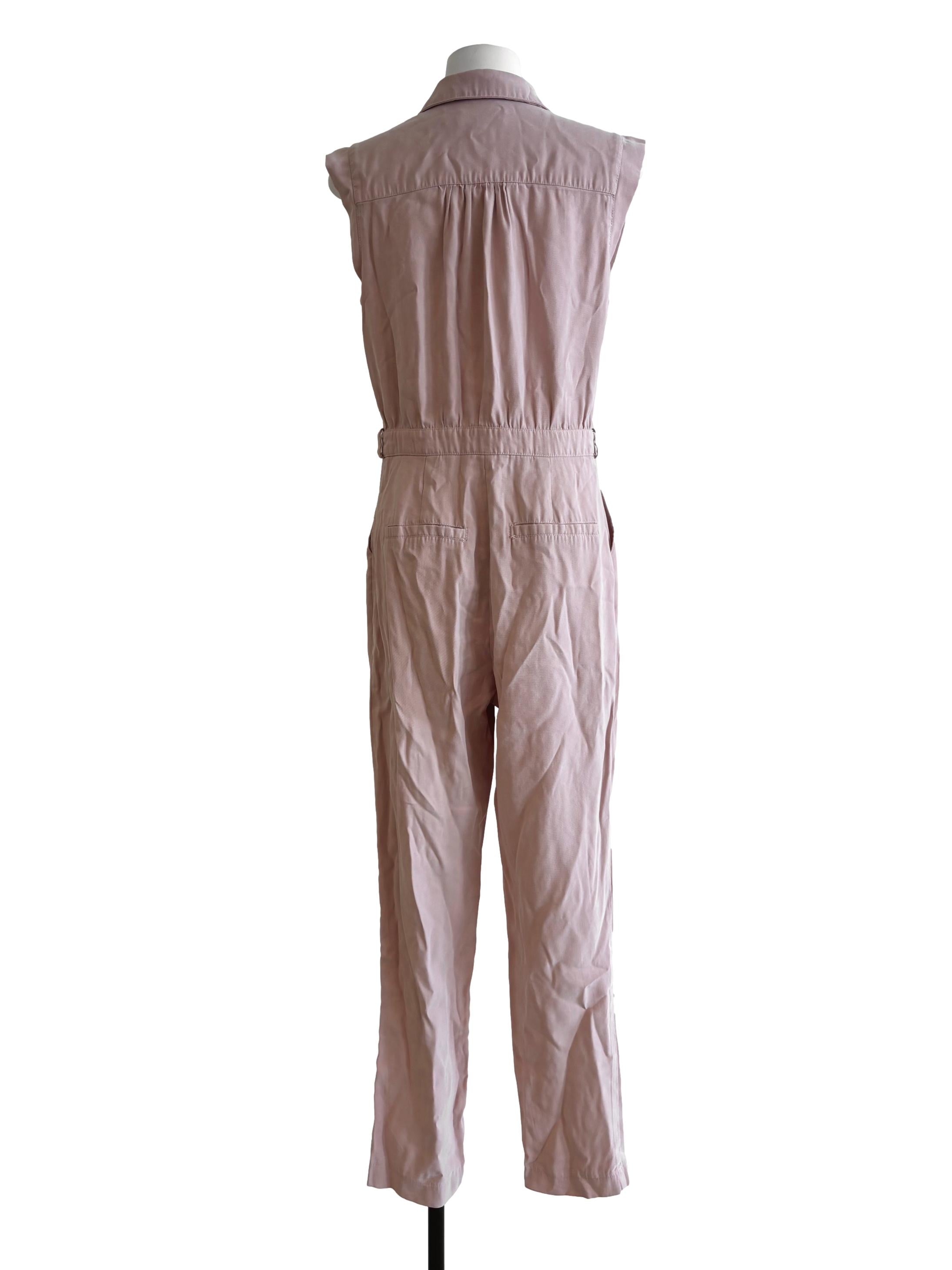 Nude Pink Sleeveless Button Up Jumpsuit