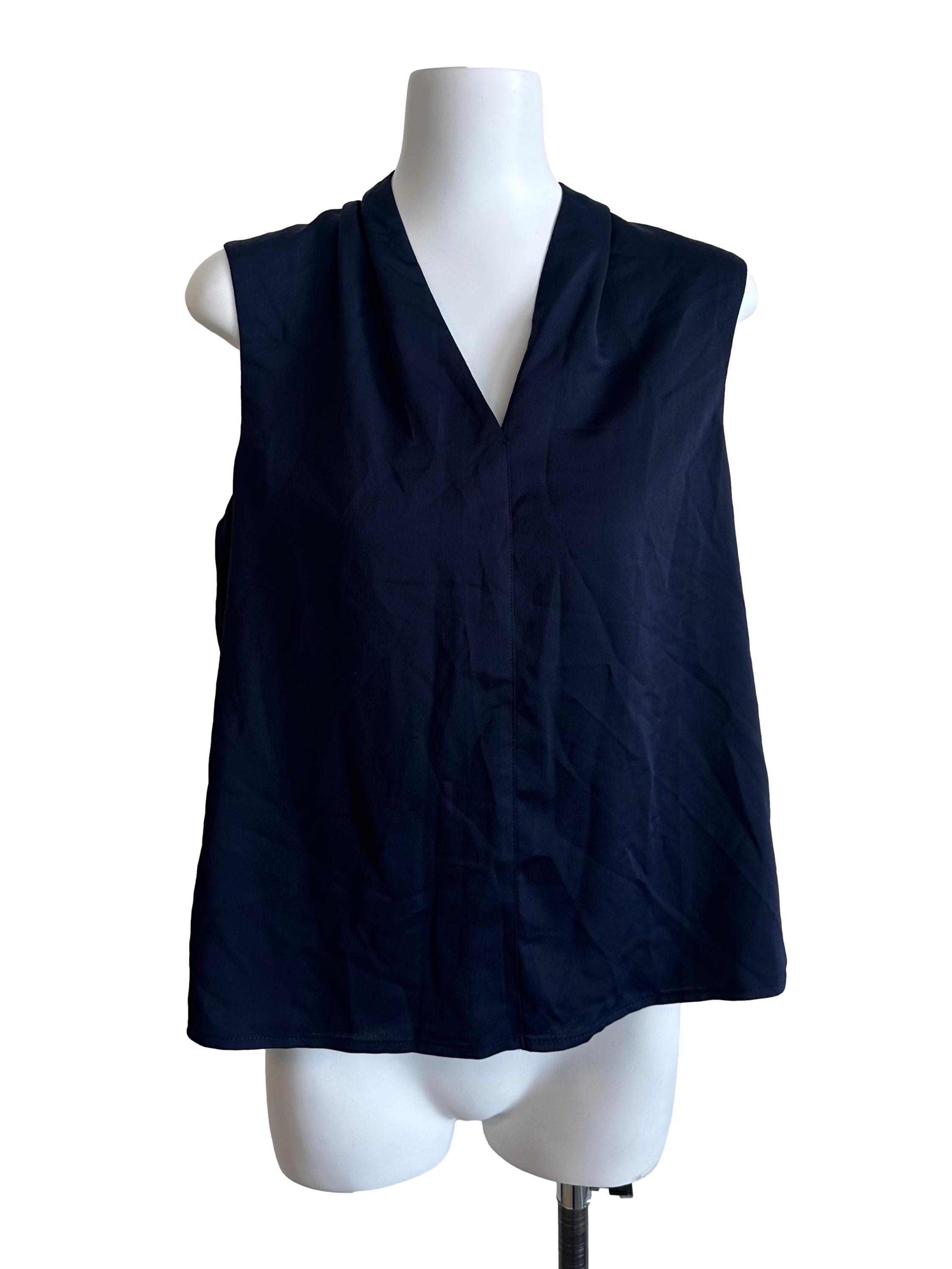 Navy Blue V Neck Shift Top