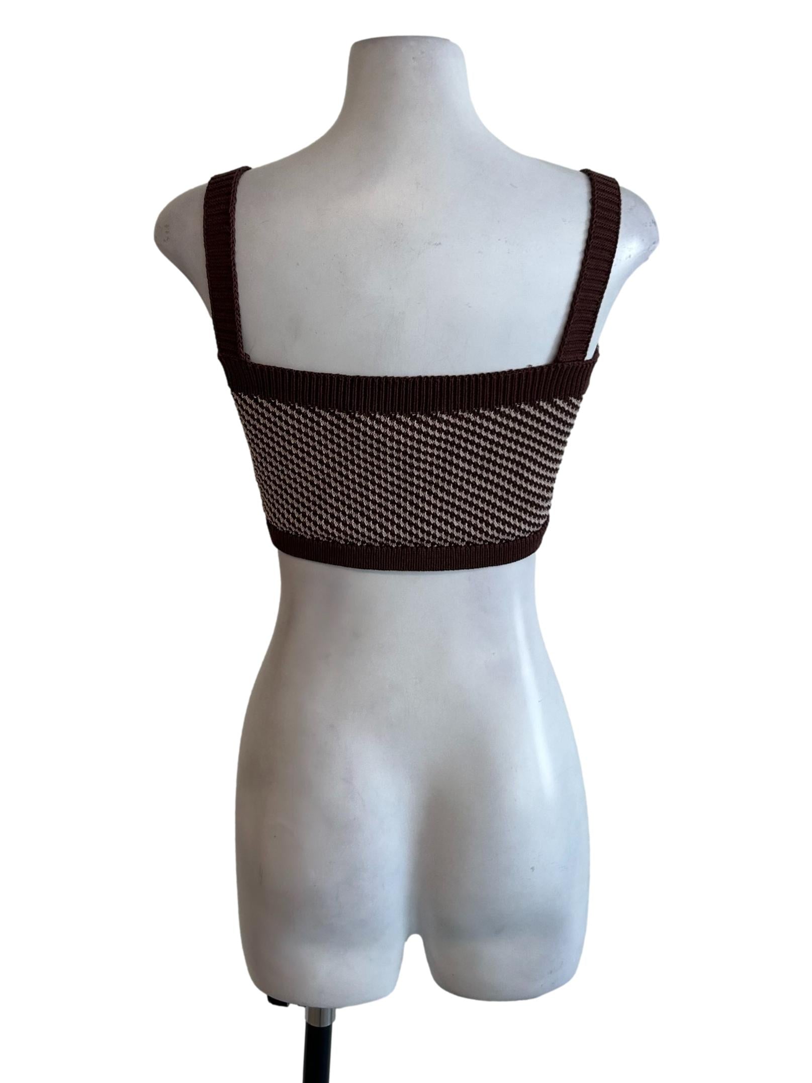Brown And Beige Knitted Top