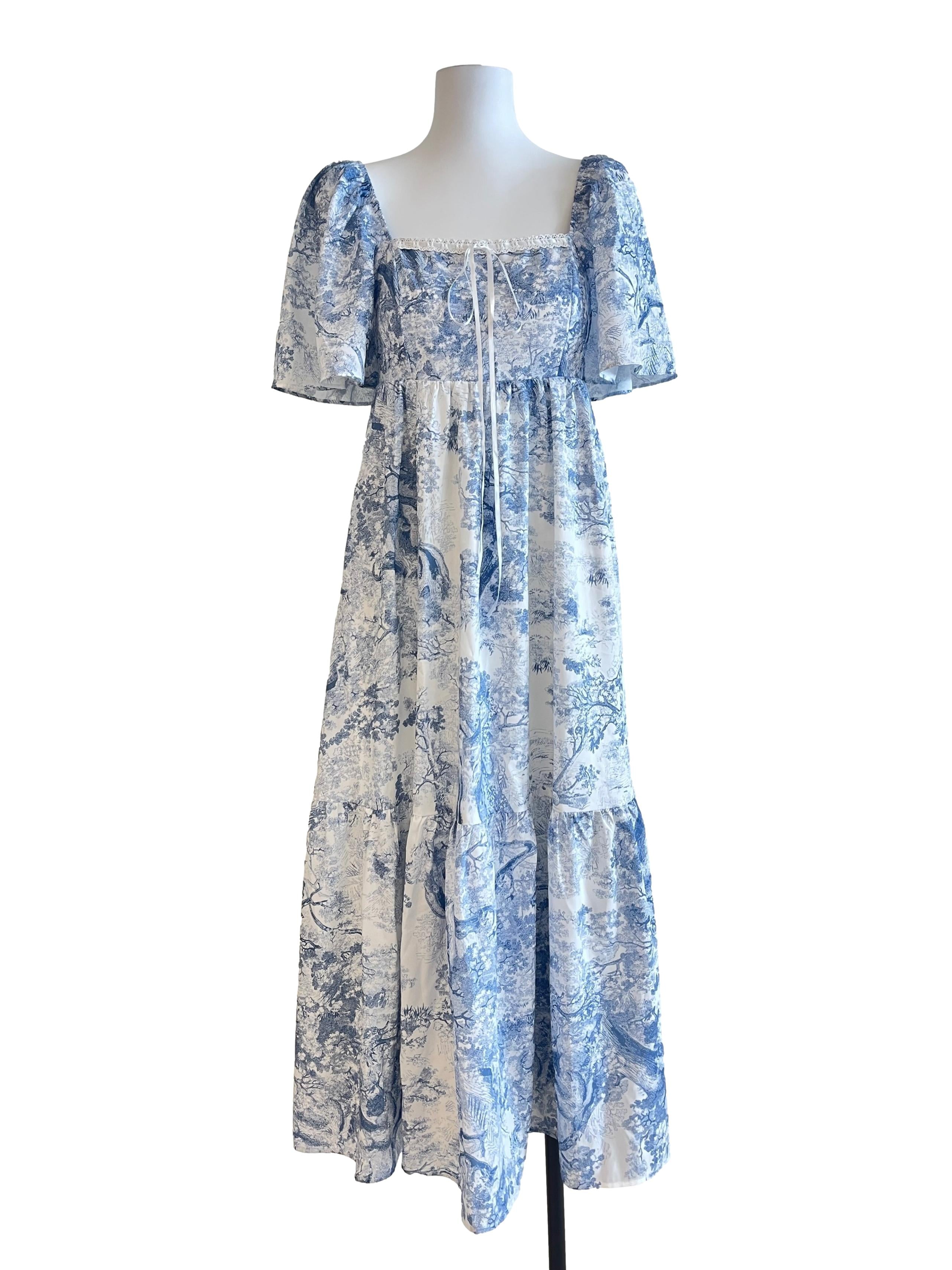Cobalt Blue Printed Maxi Dress