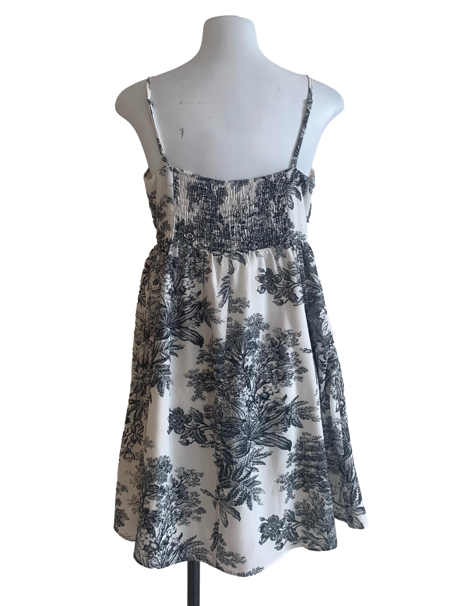 White Pattern Babydoll Dress