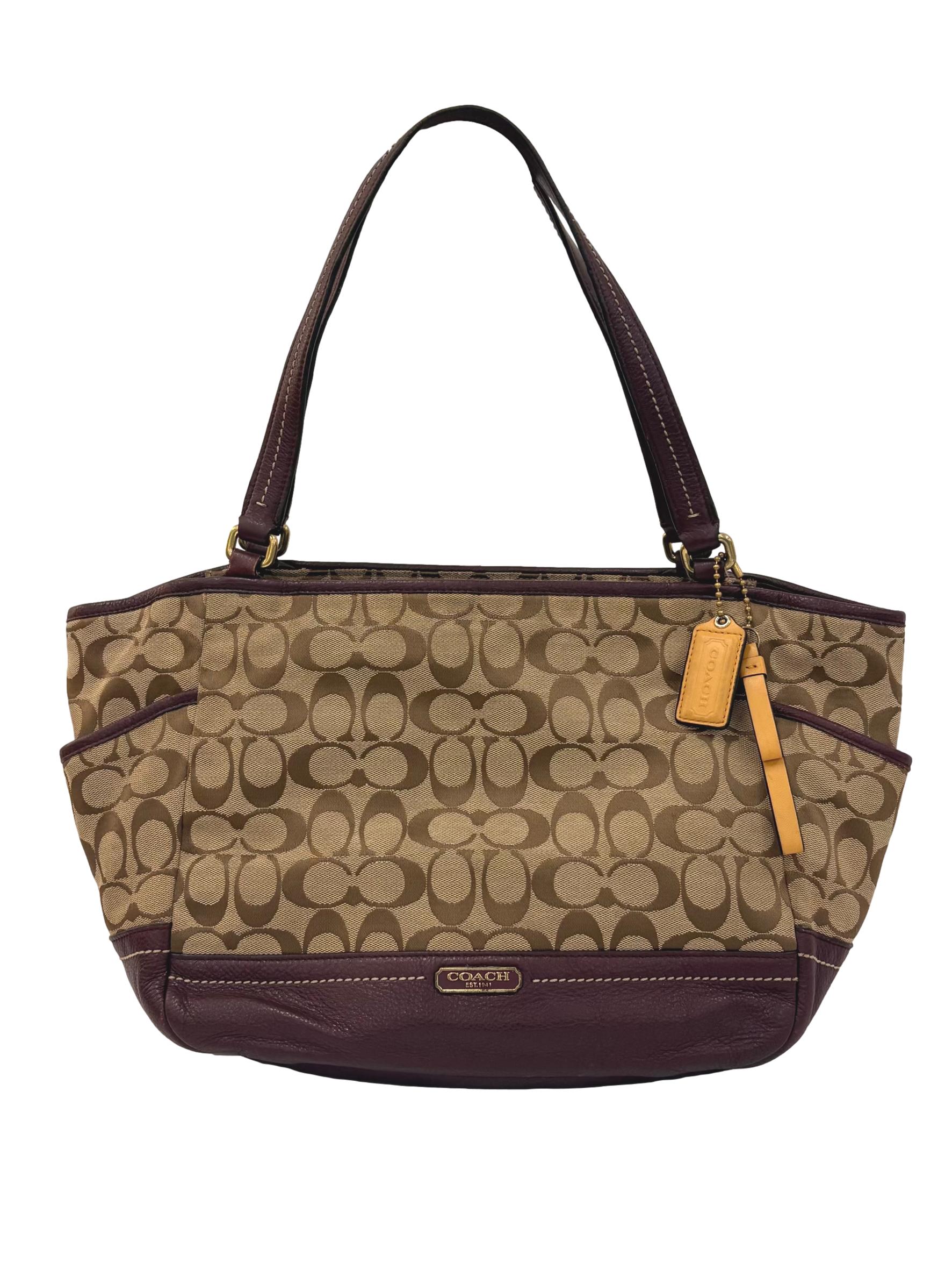 Brown Monogram Maroon Leather Park Carrie Tote Bag