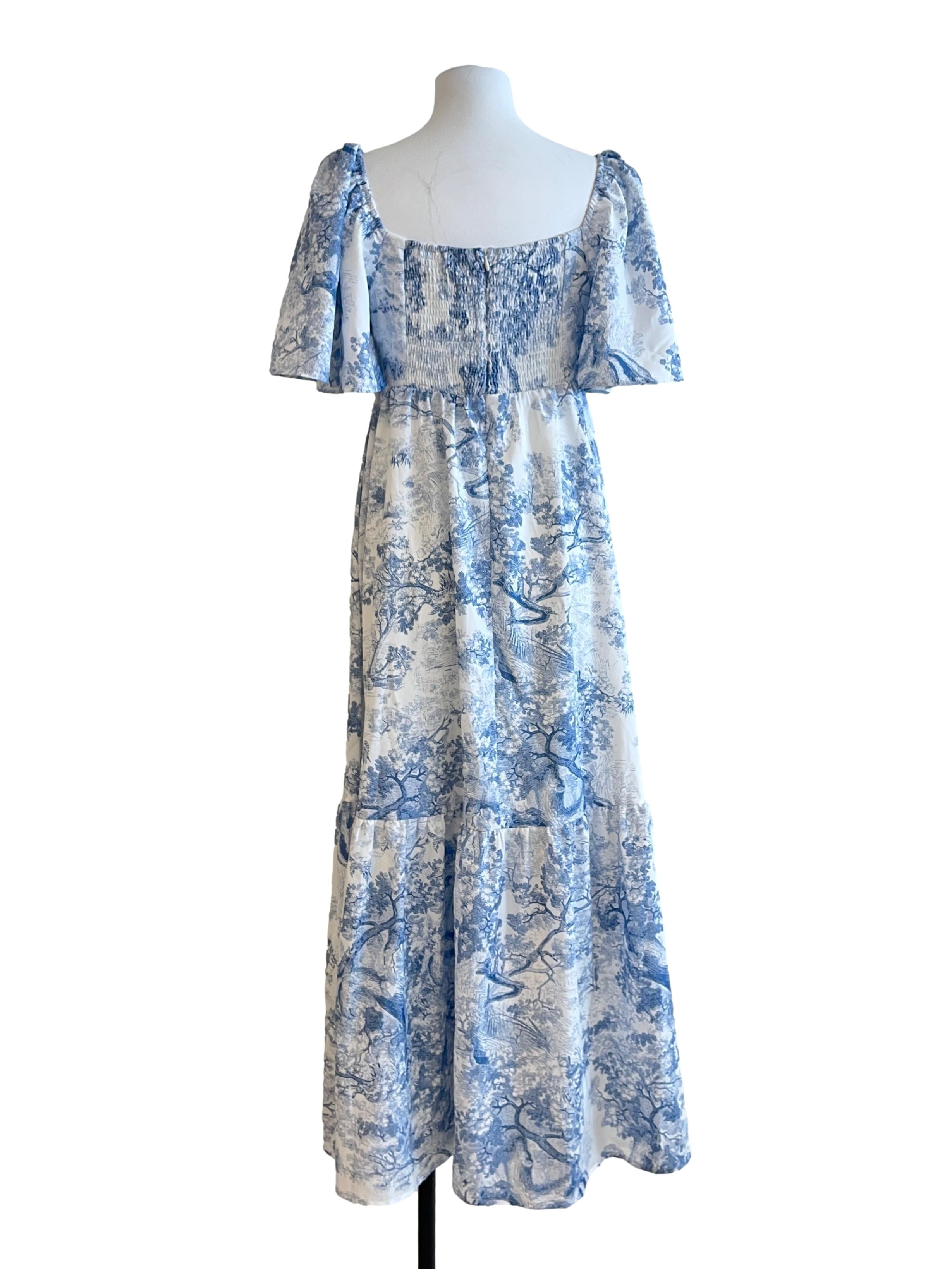 Cobalt Blue Printed Maxi Dress