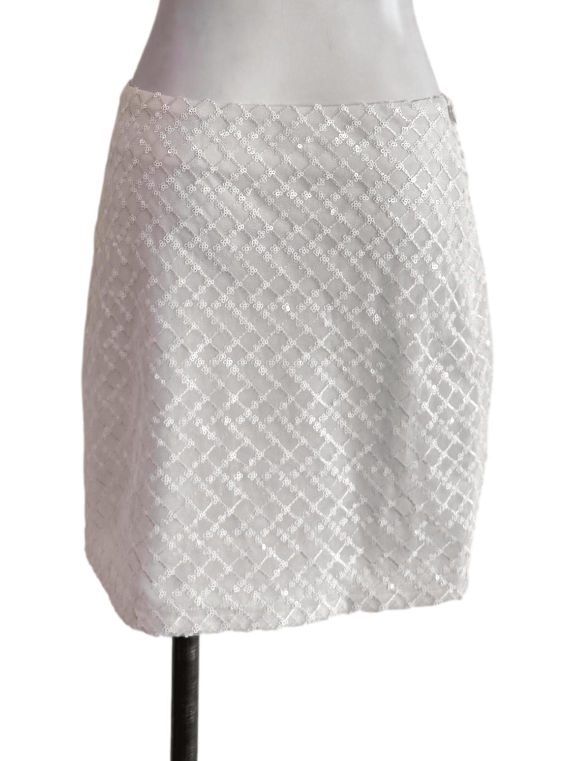 White Sequin Lace Skirts