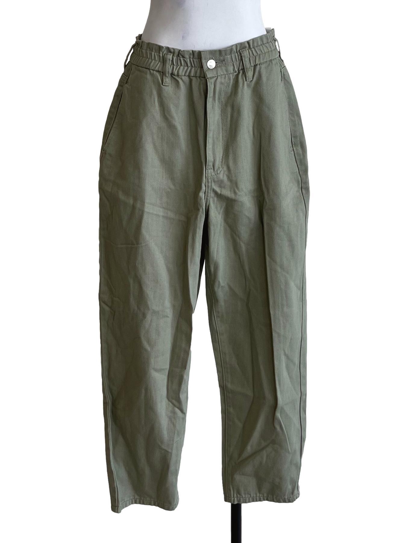 Olive Green Relaxed High Waist Ankle Length LB