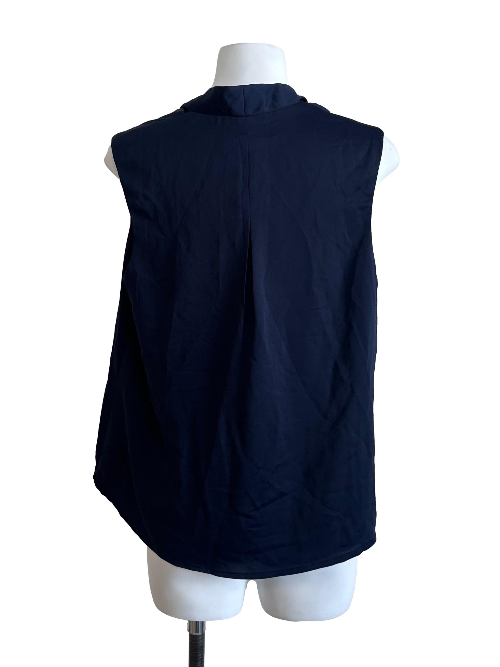 Navy Blue V Neck Shift Top