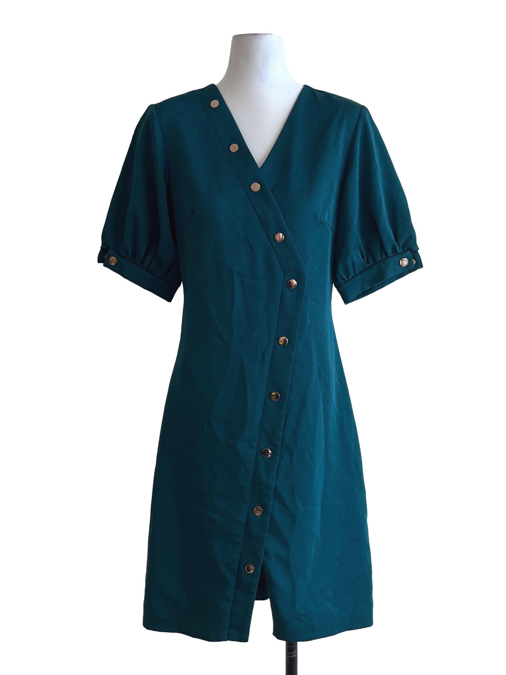Ocean Blue V-Neckline Empire Dress