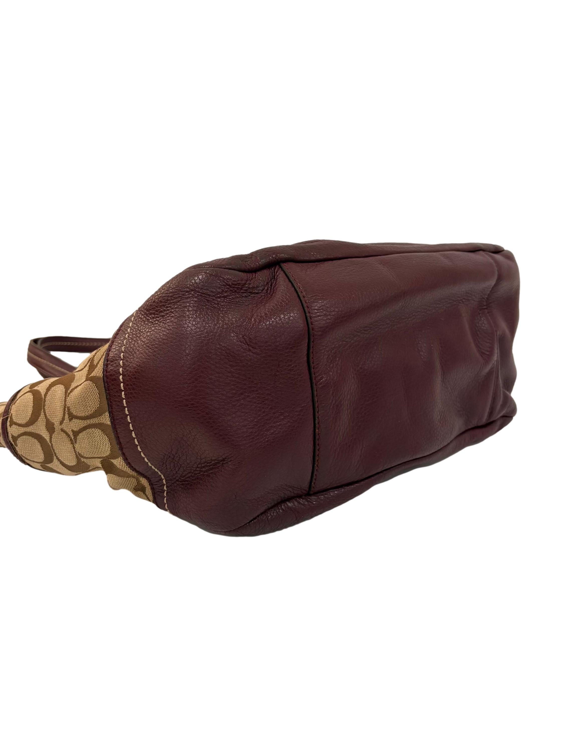 Brown Monogram Maroon Leather Park Carrie Tote Bag
