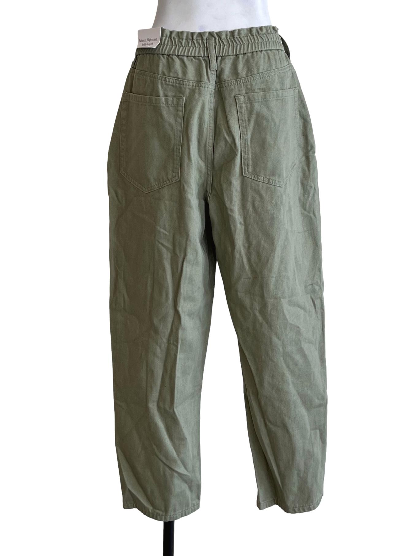 Olive Green Relaxed High Waist Ankle Length LB