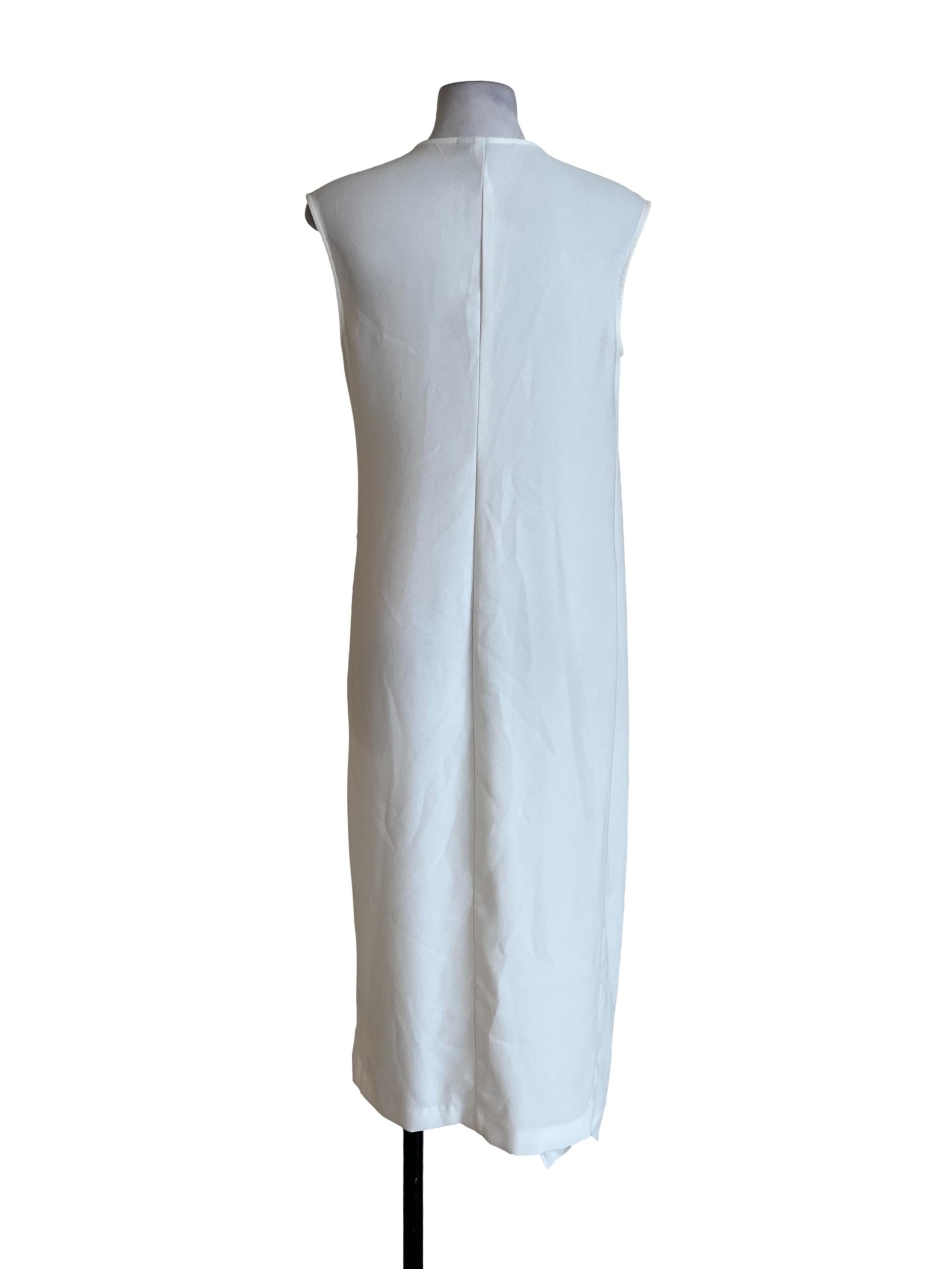 Chiffon White Asymmetrical Sleeveless Cardigan