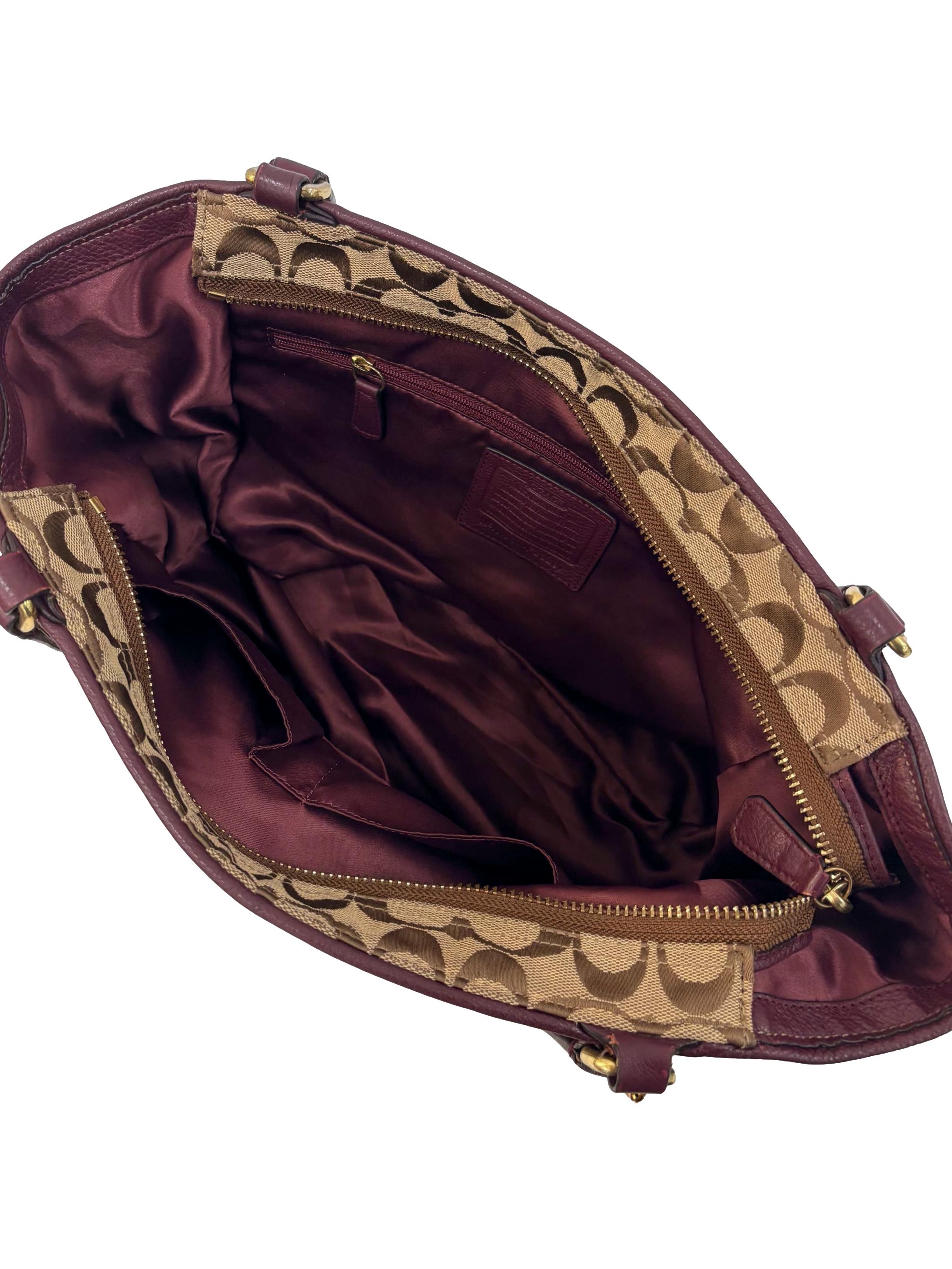 Brown Monogram Maroon Leather Park Carrie Tote Bag