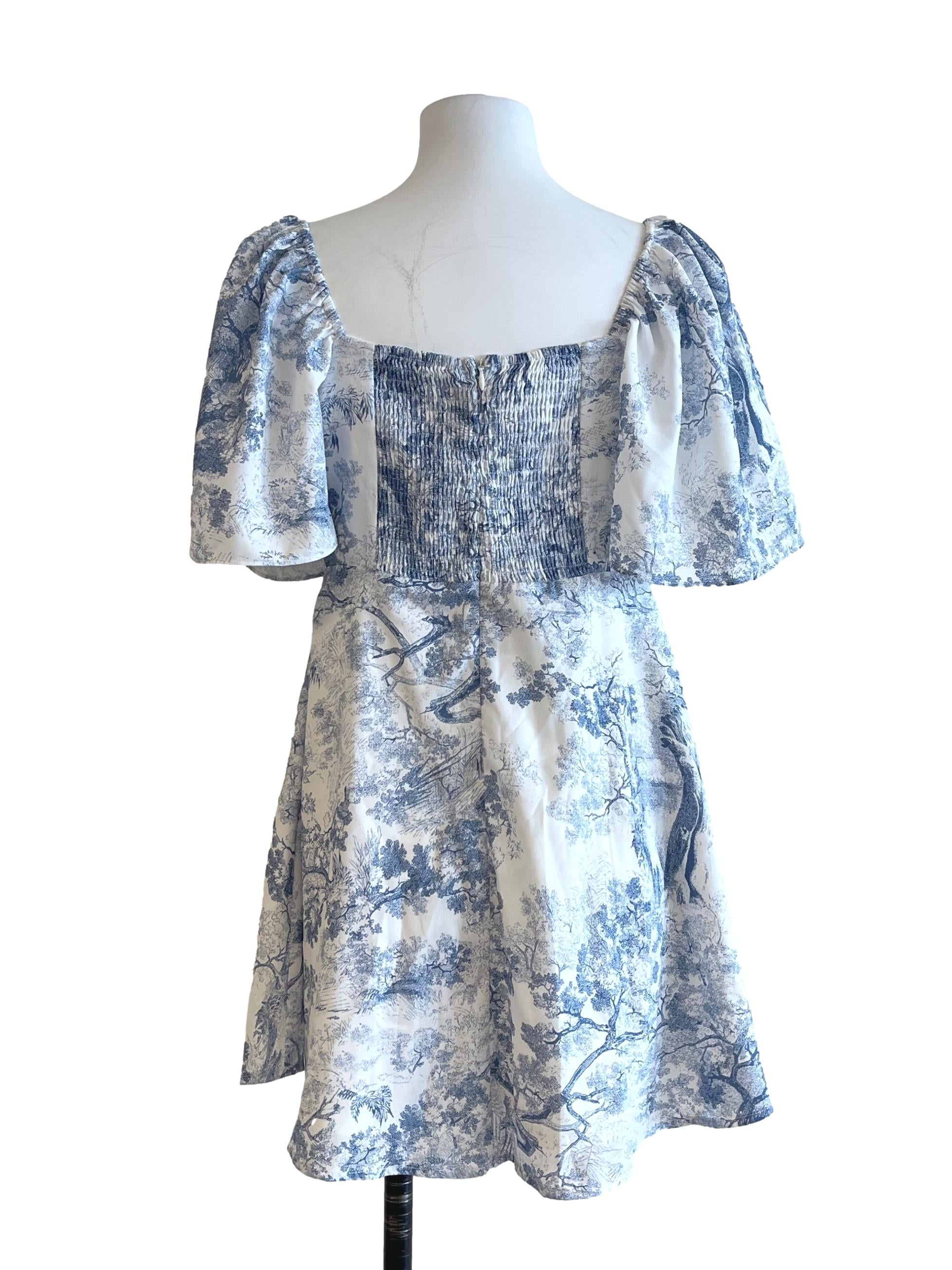 Cobalt Blue Printed Mini Dress