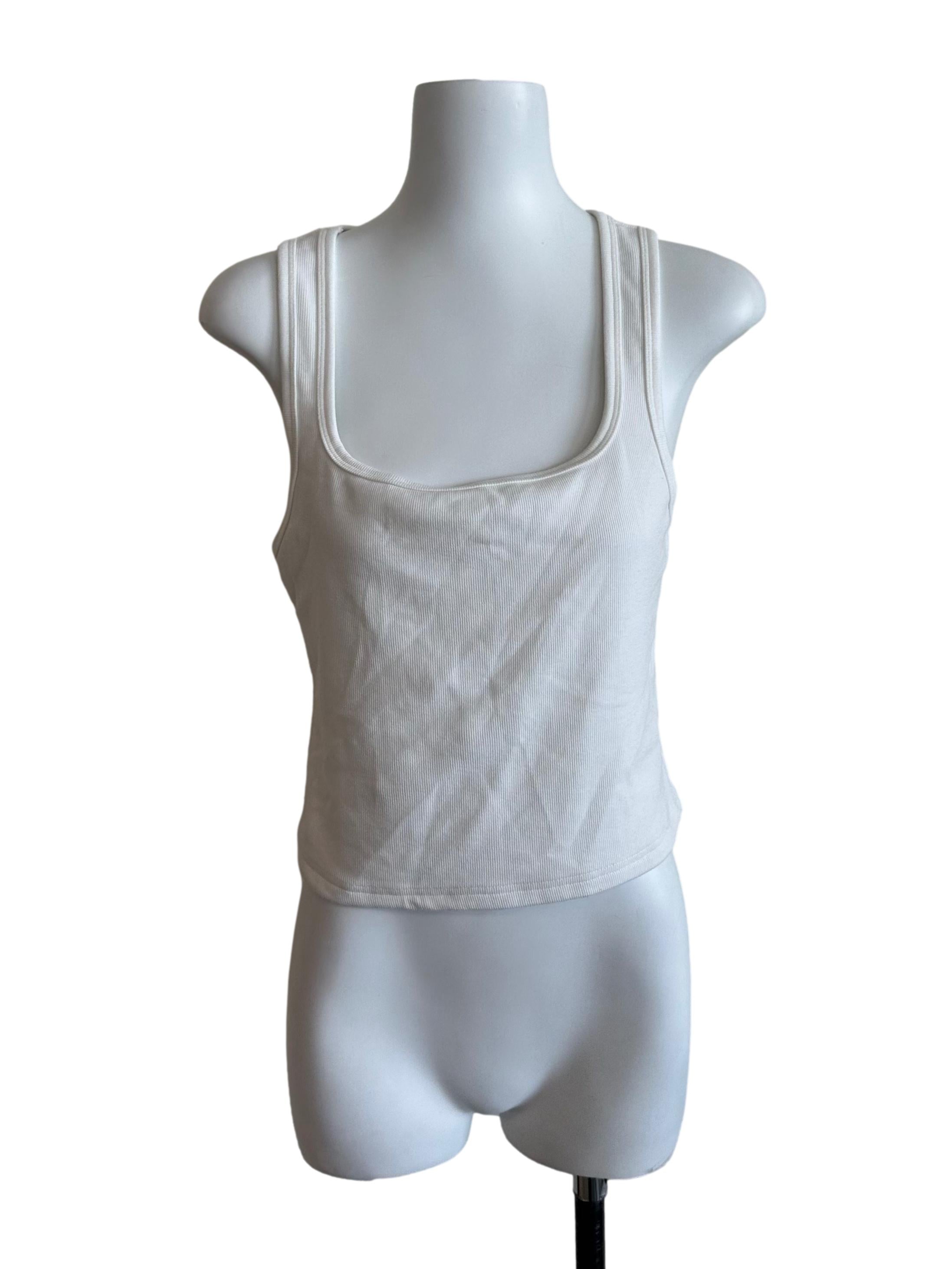 Off White Scoop Neck Fitted Top