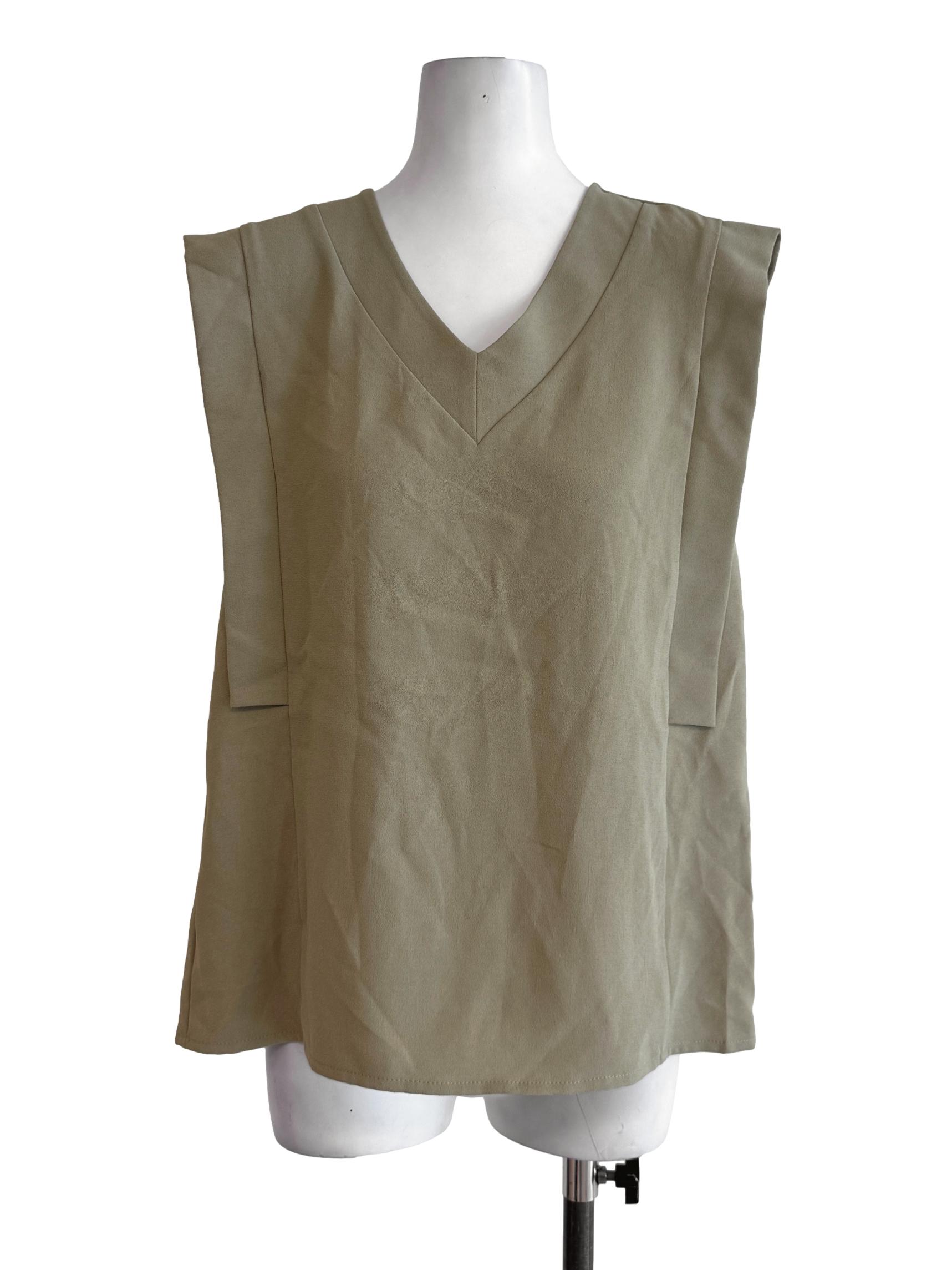 Crocodile Green V Neck Top