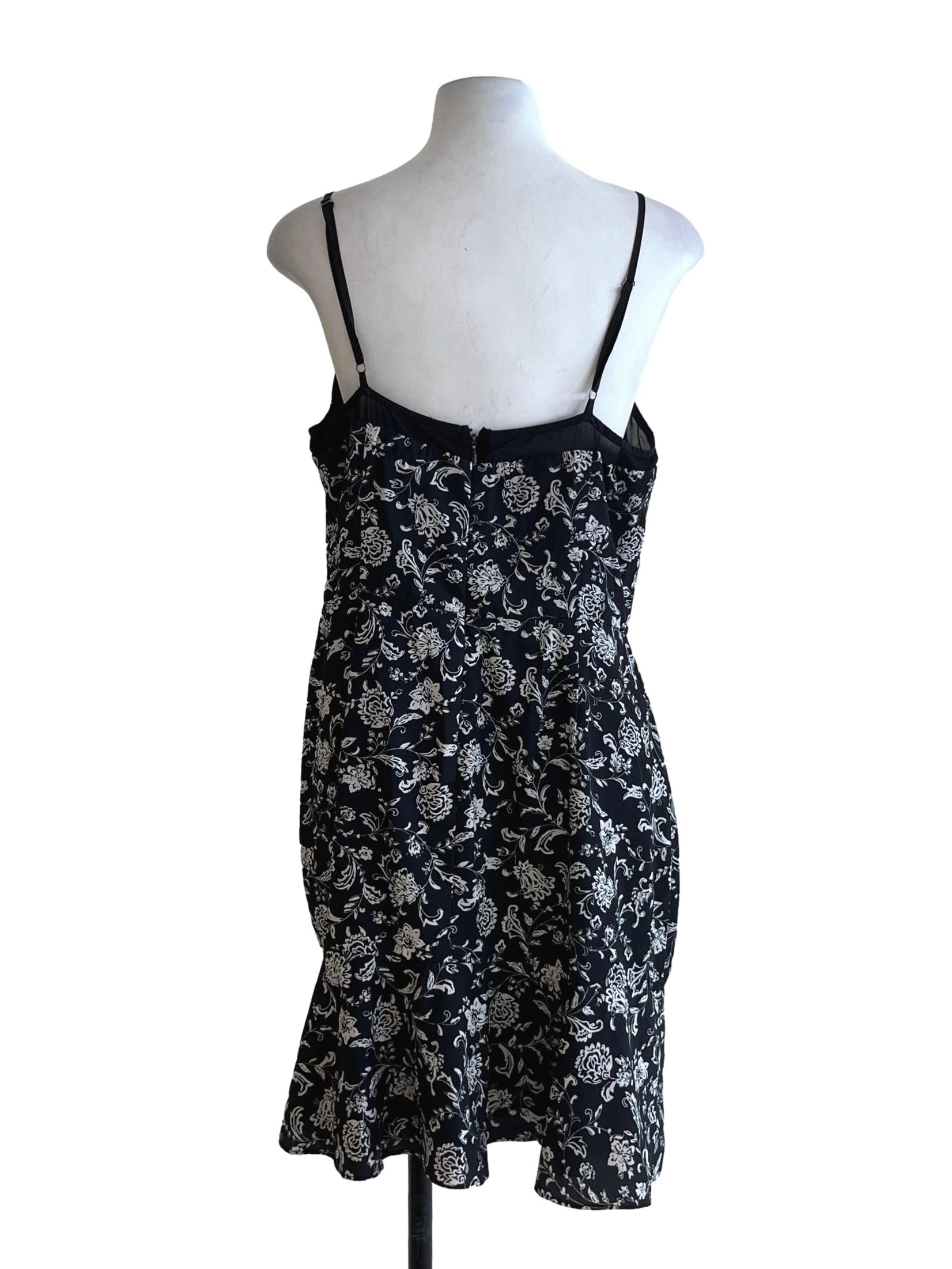 Black Floral A-Line Dress