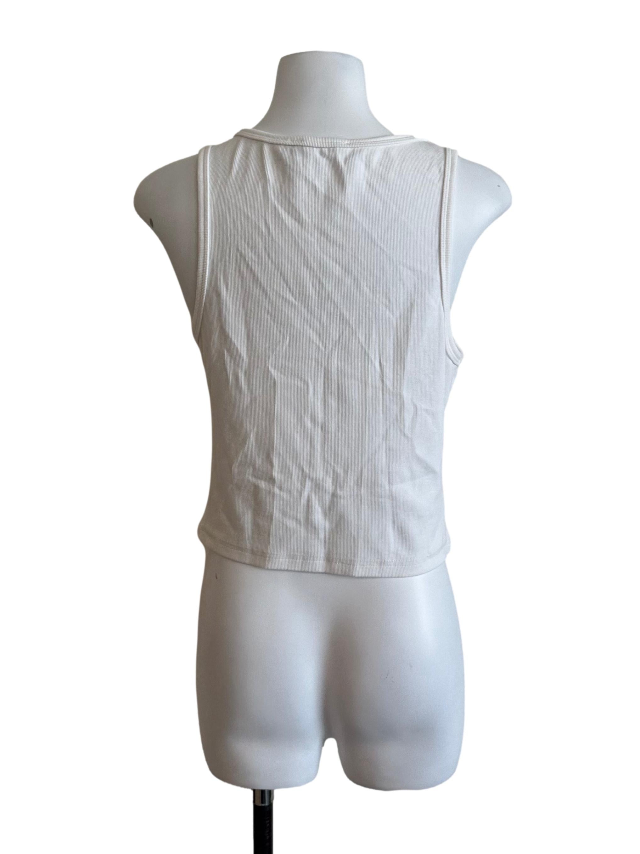 Off White Scoop Neck Fitted Top