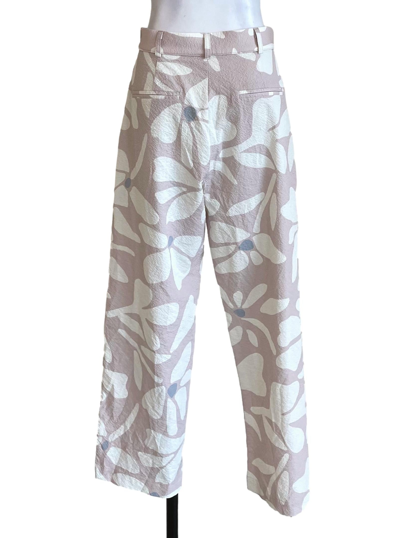 Crepe Floral Pleated Formal Pants