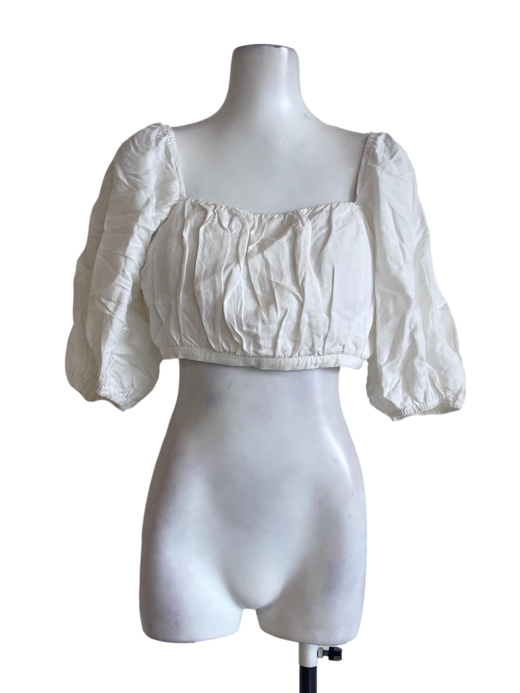 White Square Neck Crop Top LB