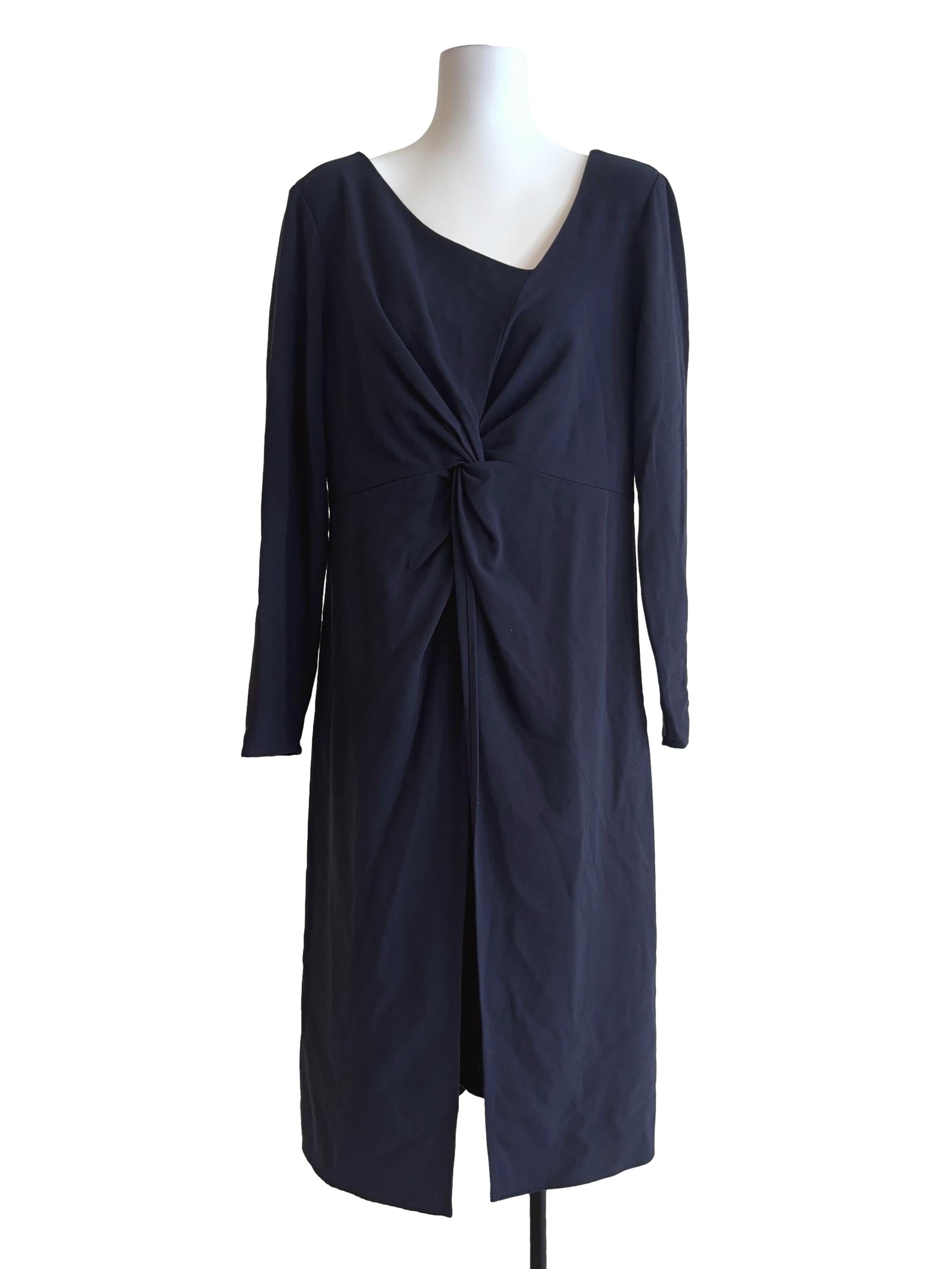 Navy Blue Front Twist Shift Dress