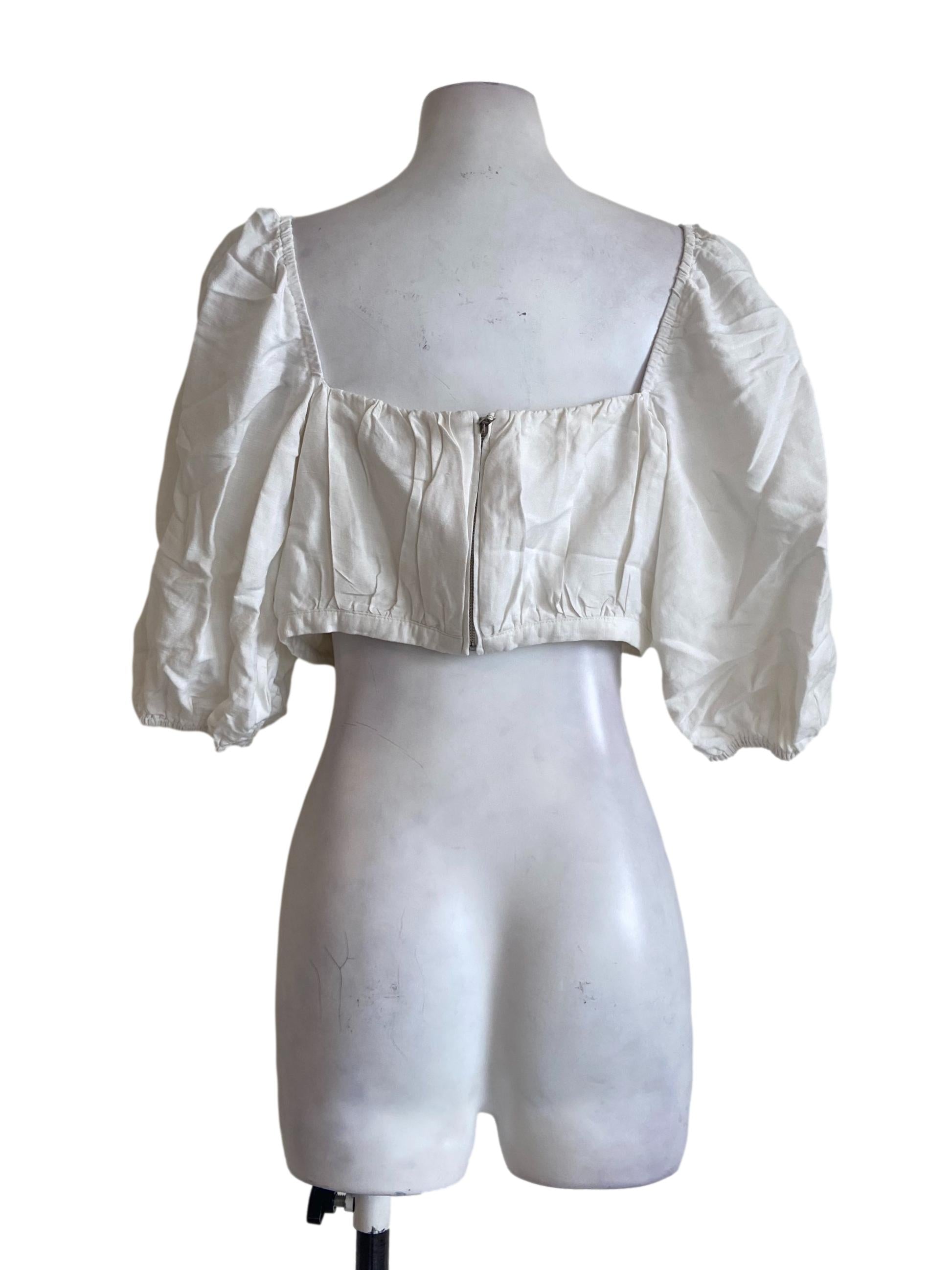 White Square Neck Crop Top LB