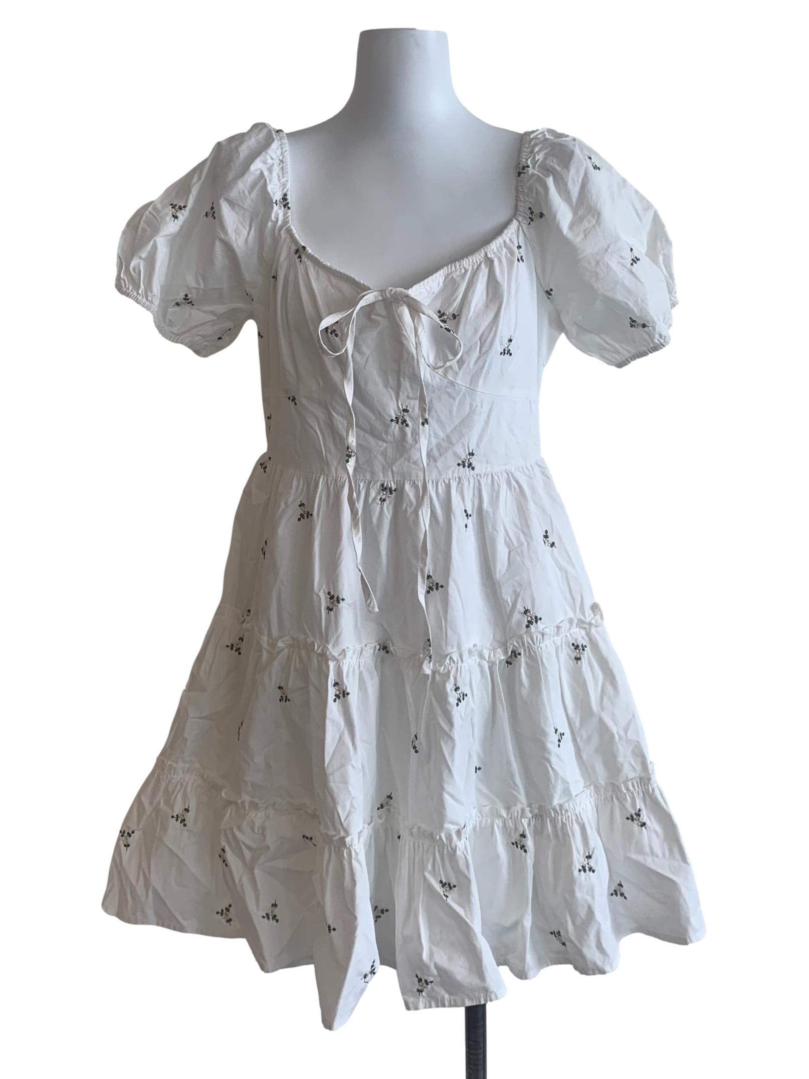 White Flower Pattern Dress