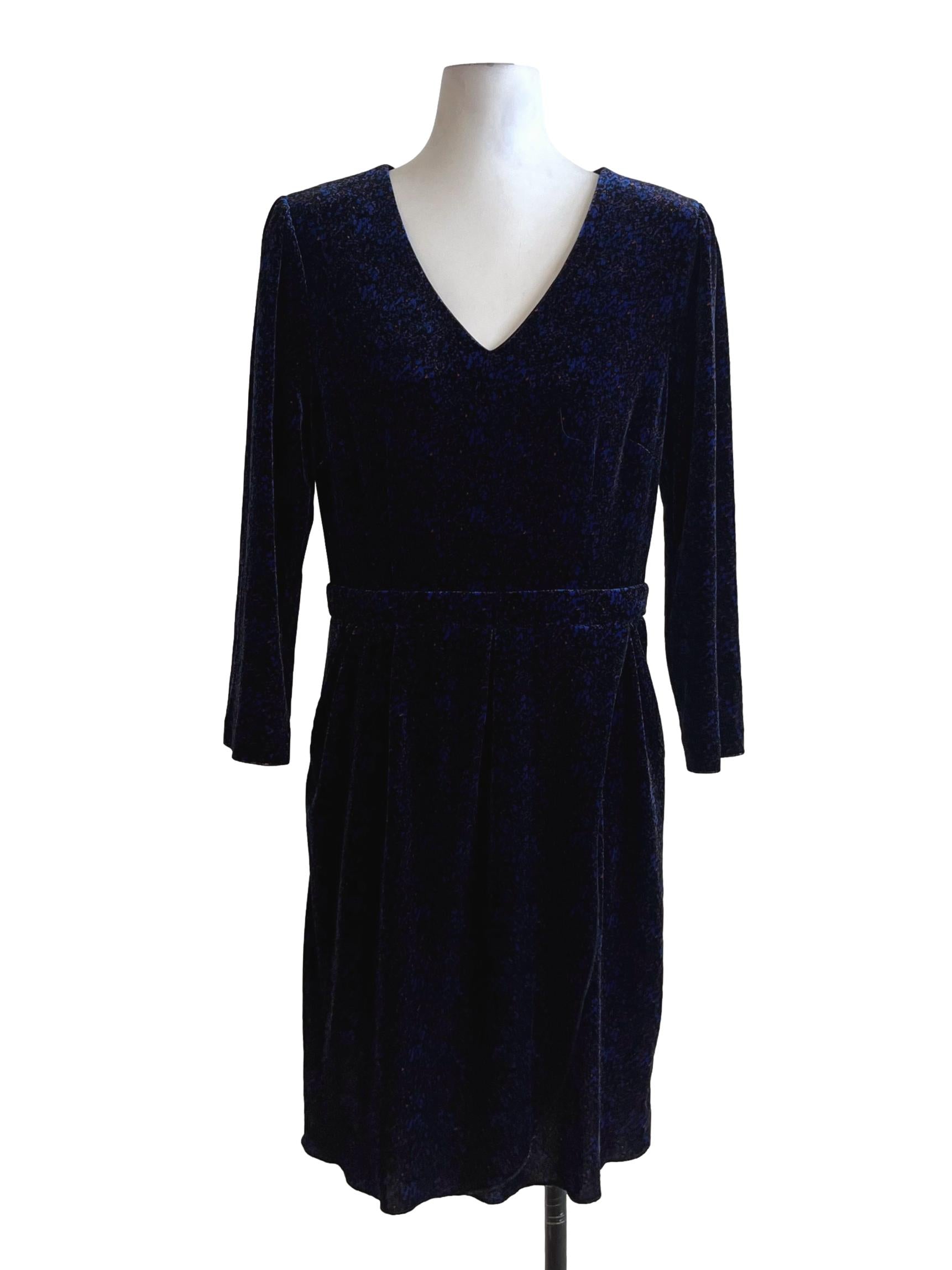 Blue V-Neckline Empire Dress
