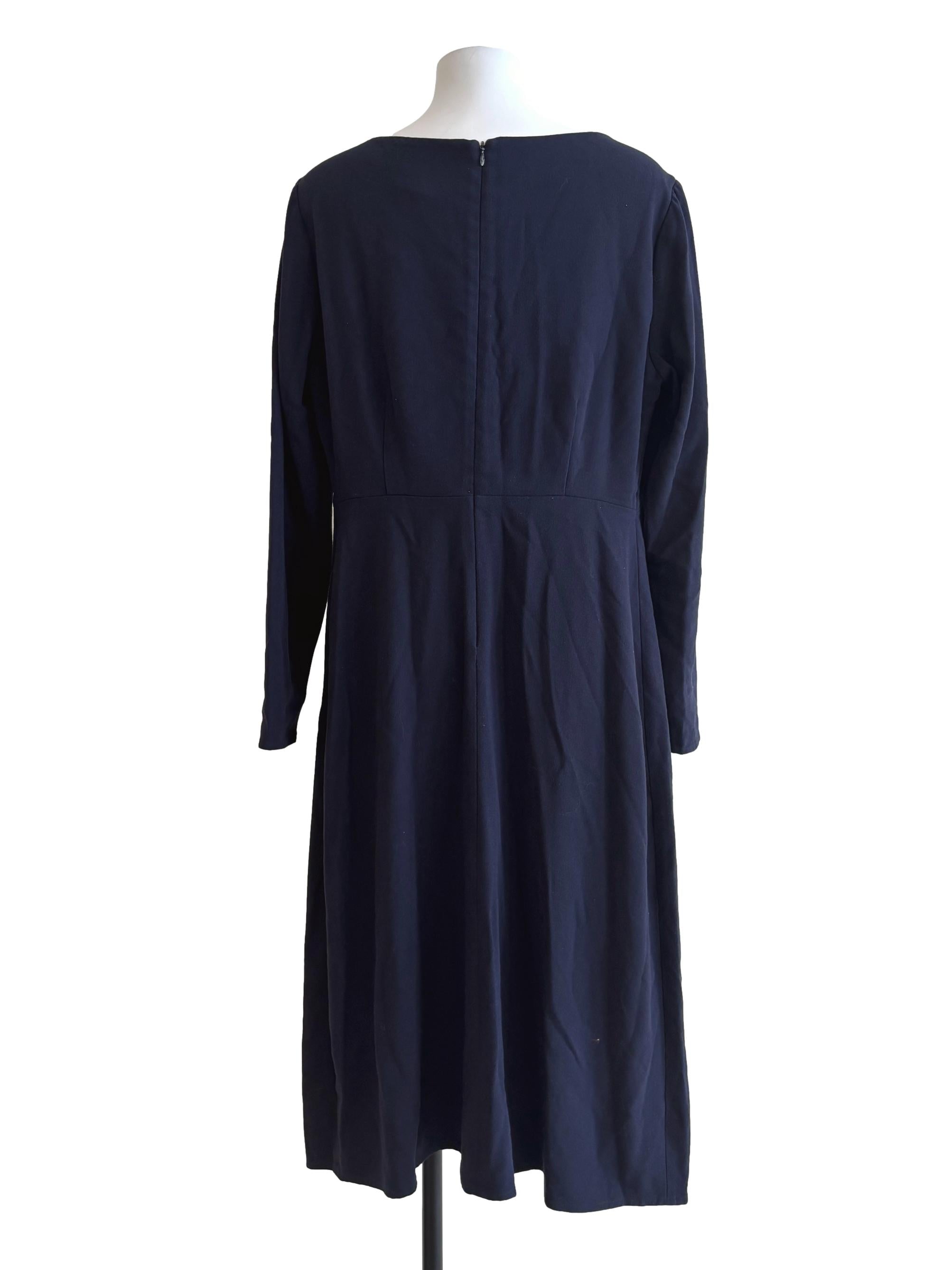 Navy Blue Front Twist Shift Dress