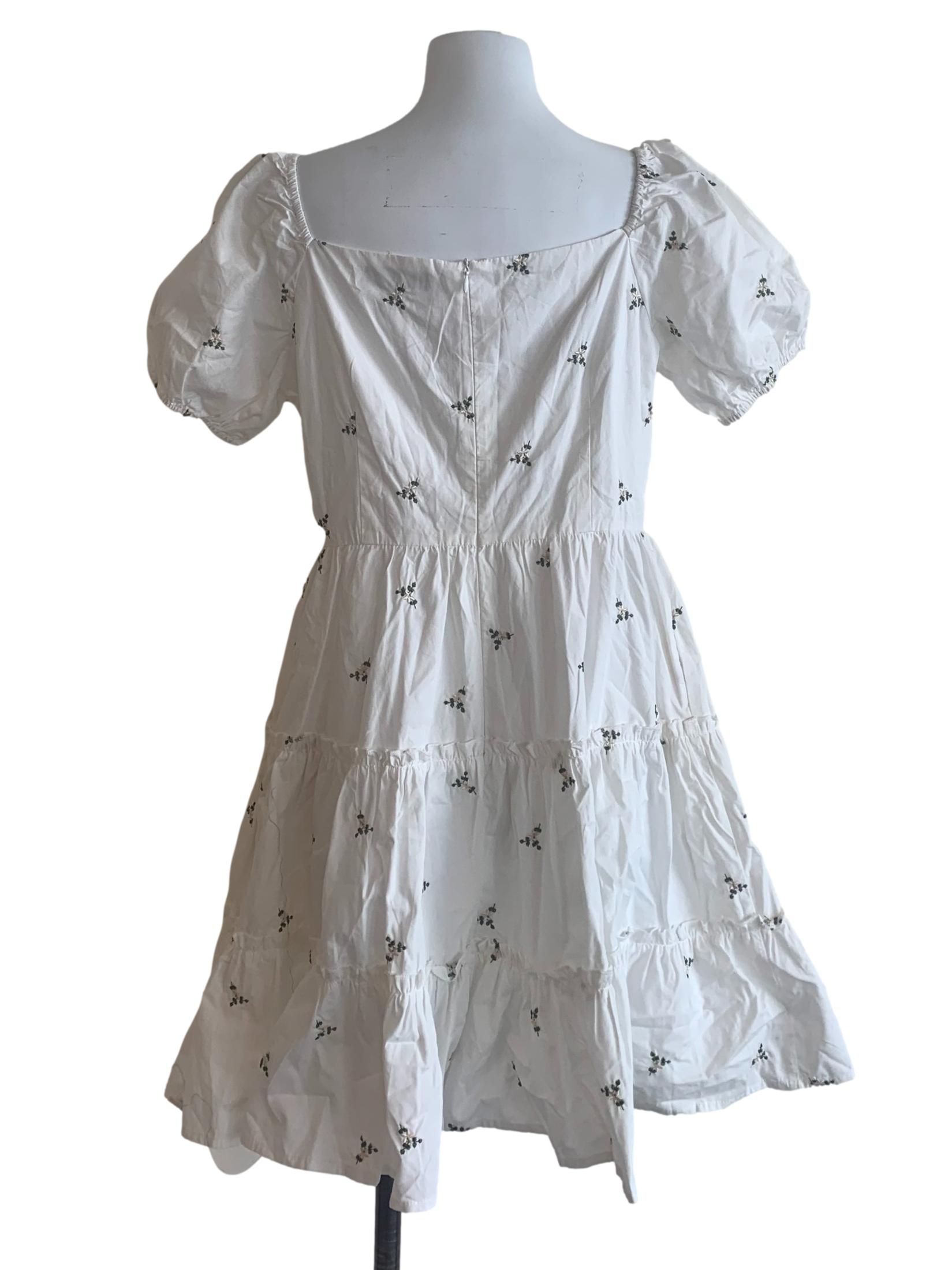 White Flower Pattern Dress