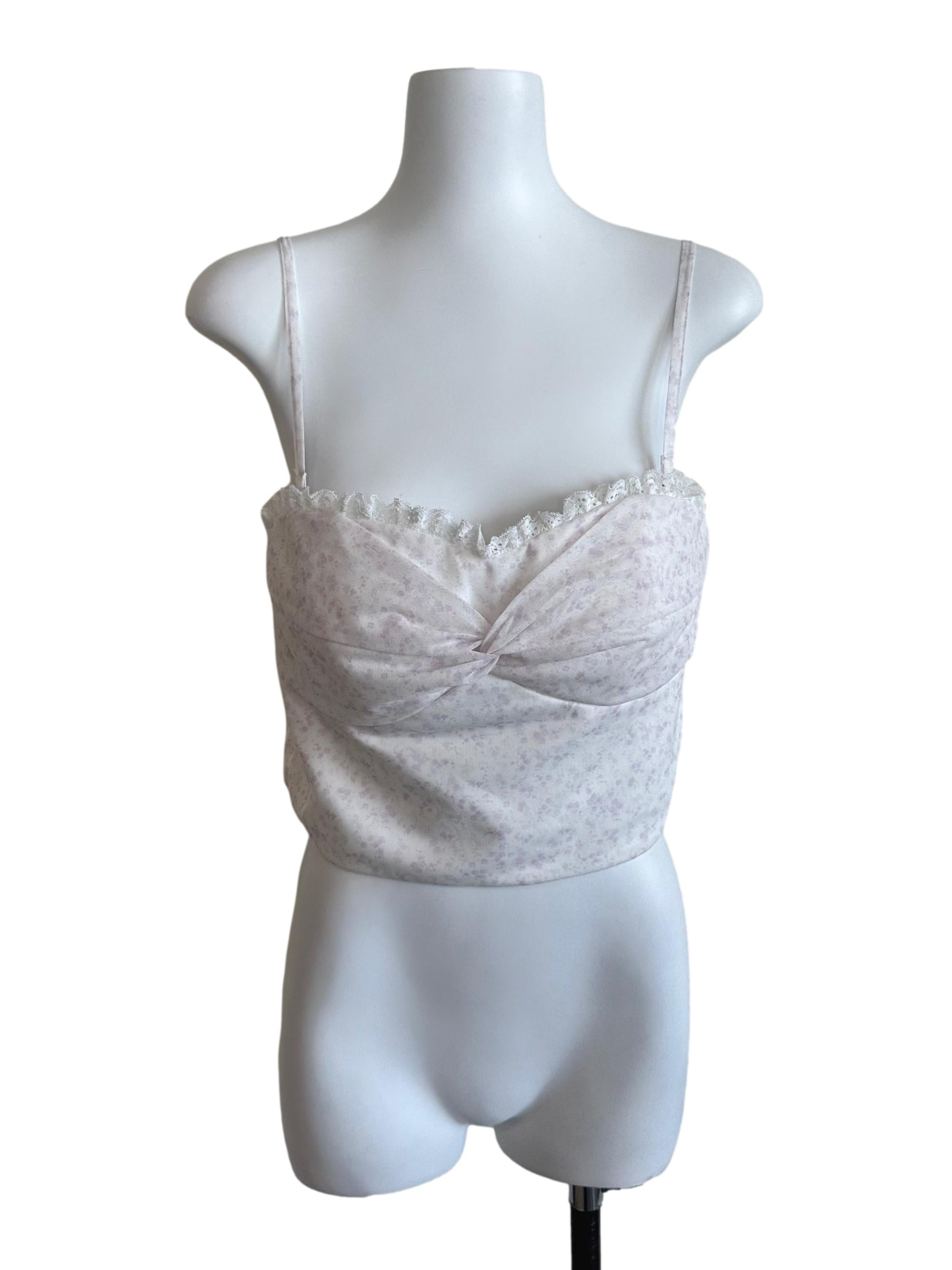 Pearl White Pattern Lace Border Top