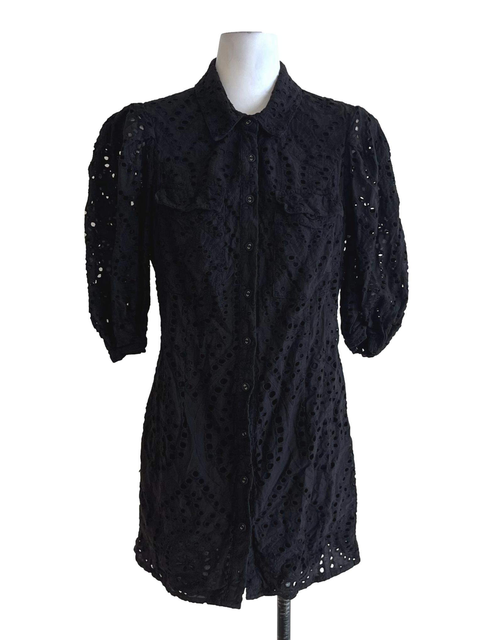 Black Wing Collar Empire Dress