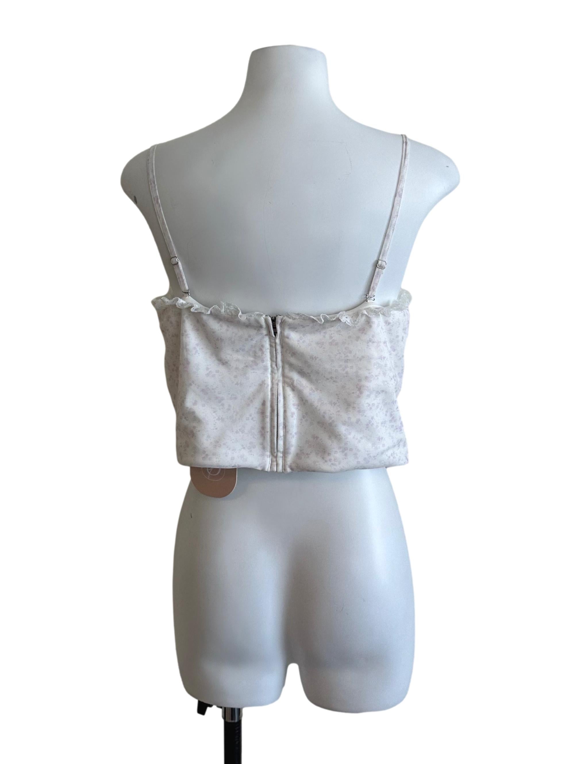 Pearl White Pattern Lace Border Top