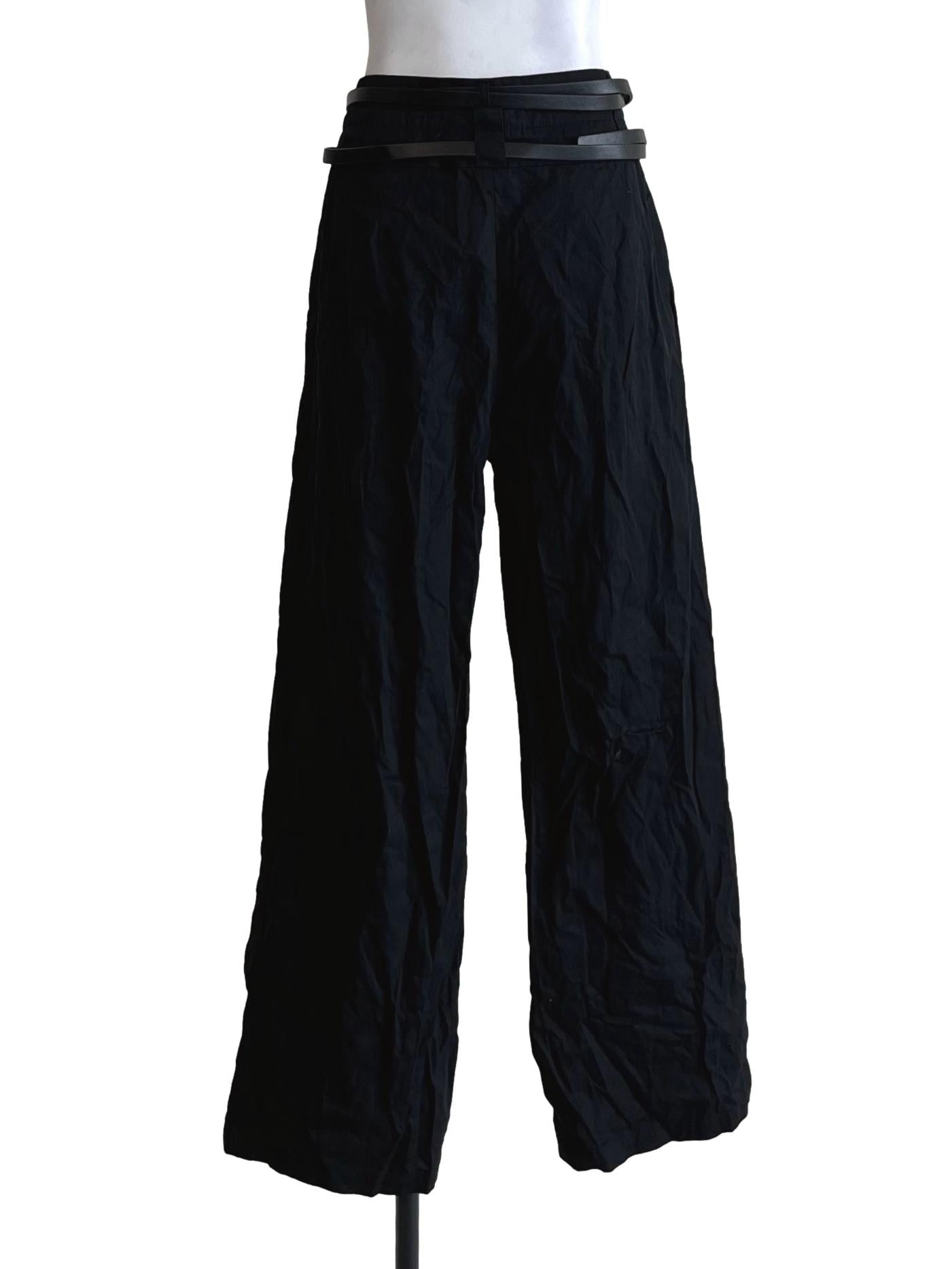 Onyx Black Casual Wide-Leg Pants YHF
