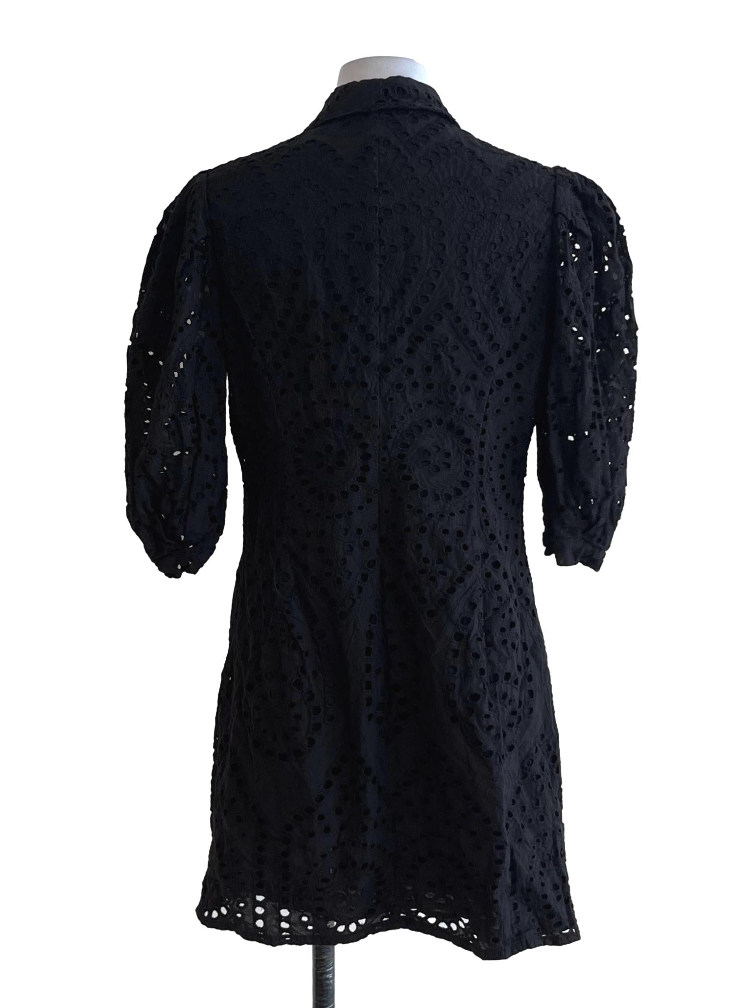 Black Wing Collar Empire Dress