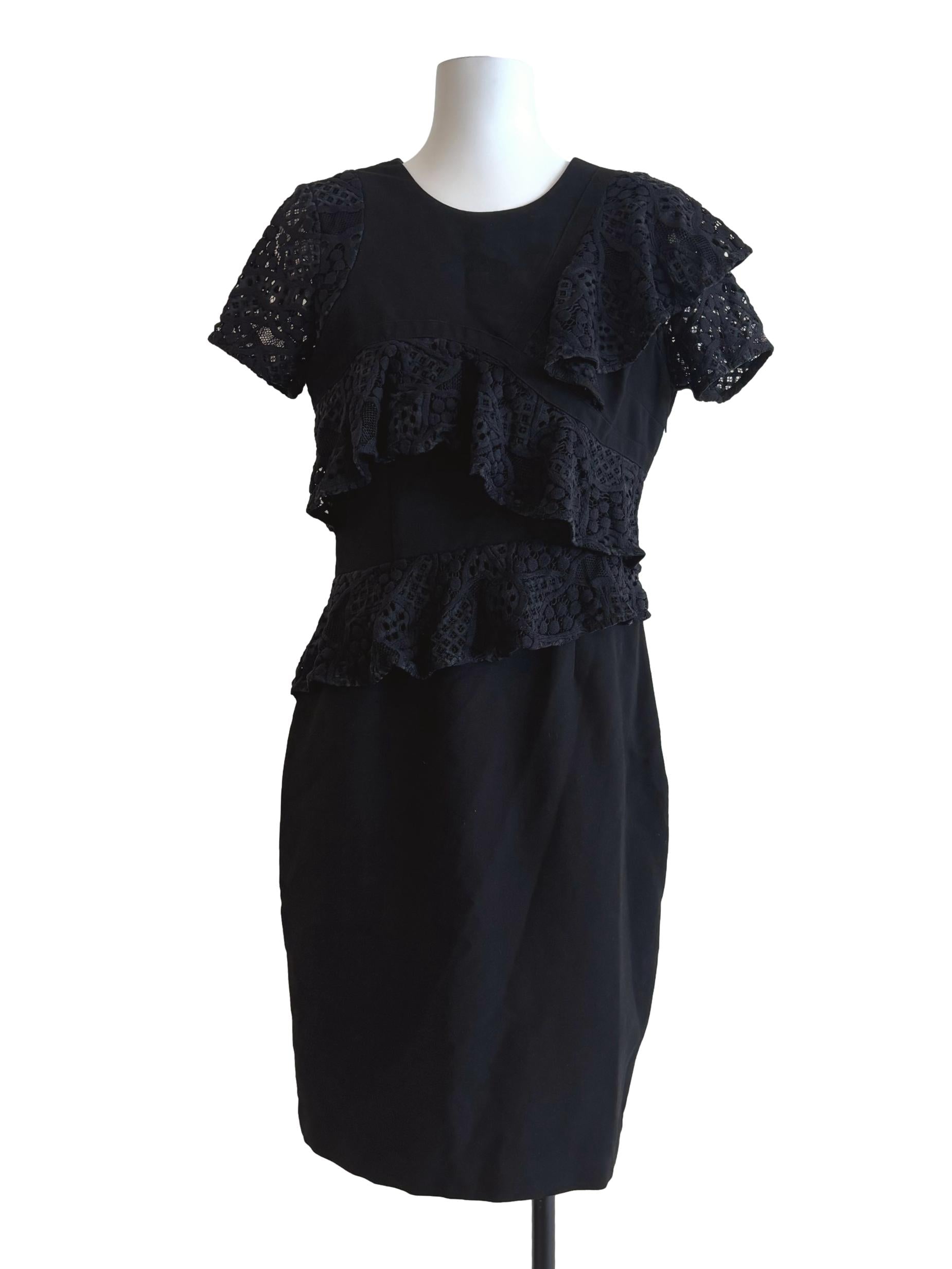 Jet Black Ruffle Peplum Dress