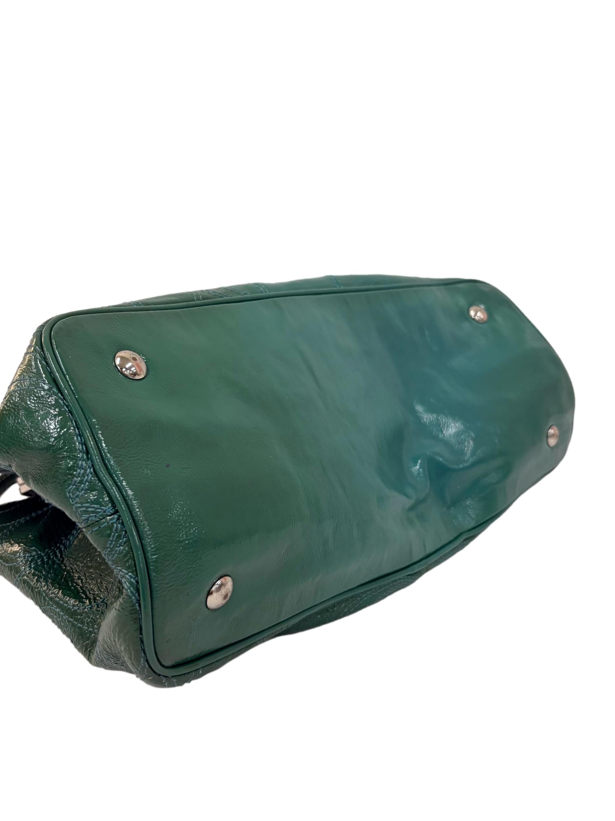 Emerald Patent Leather Kiss Lock Coach Bag