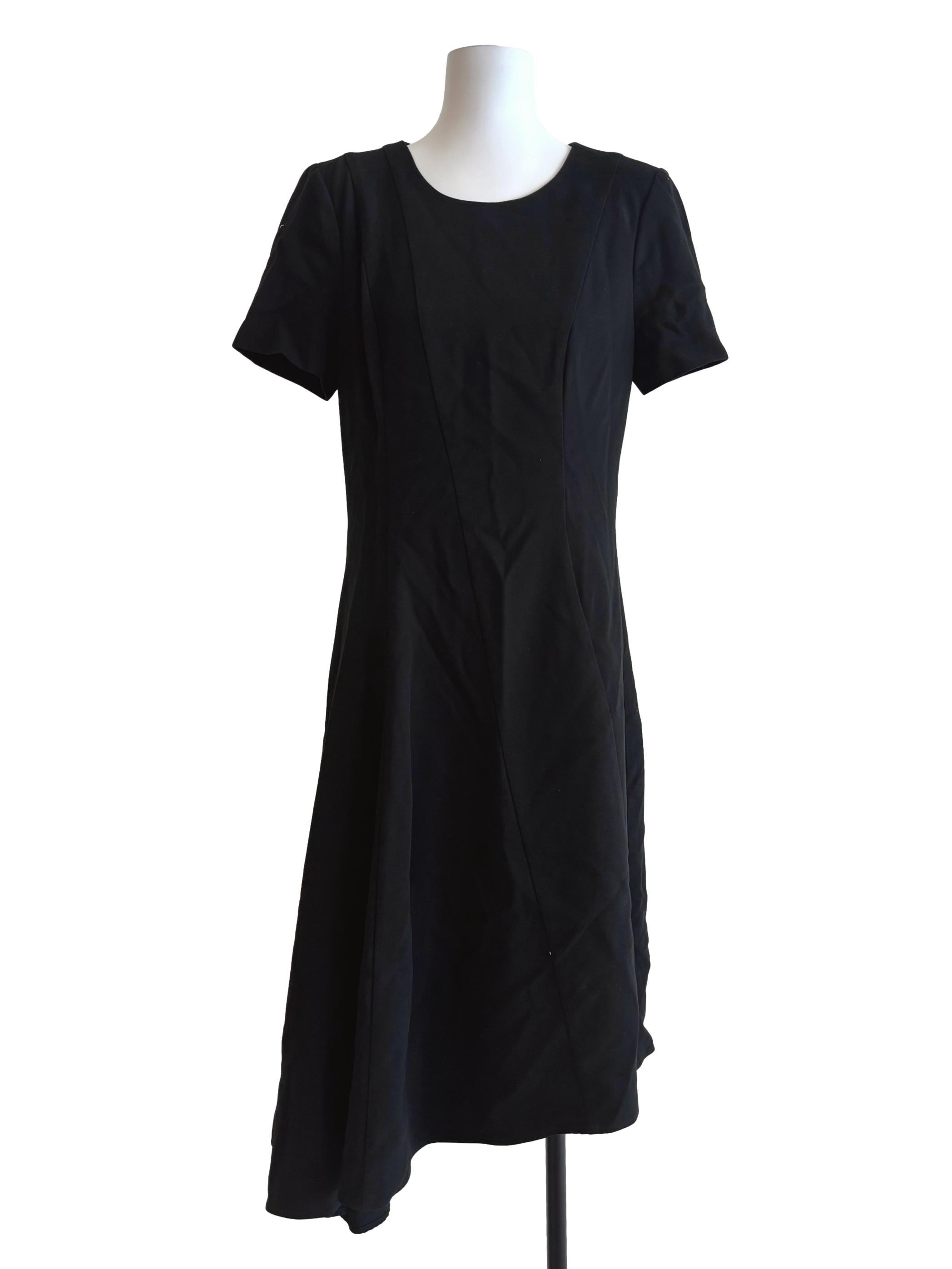 Onyx Black Asymmetrical Short Sleeve Dress