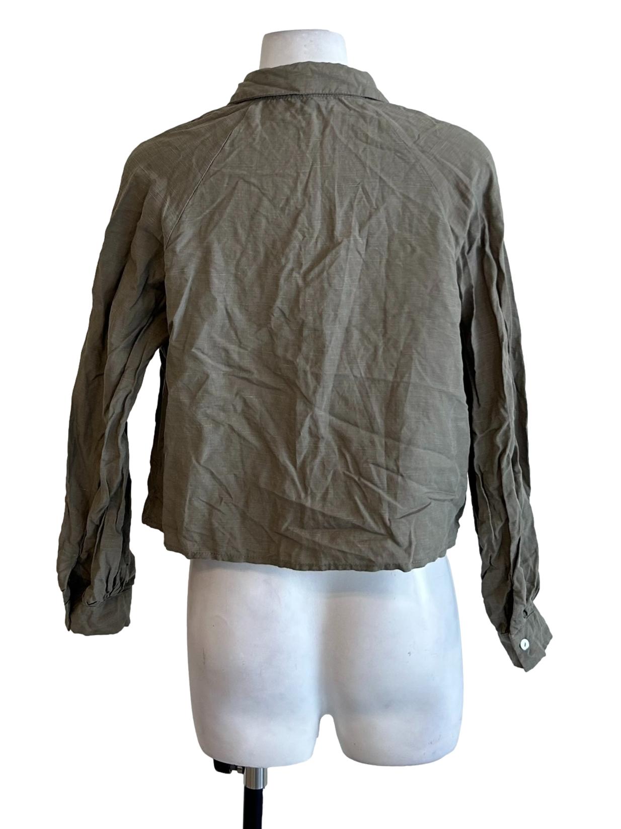 Crocodil Green Linen Blouse