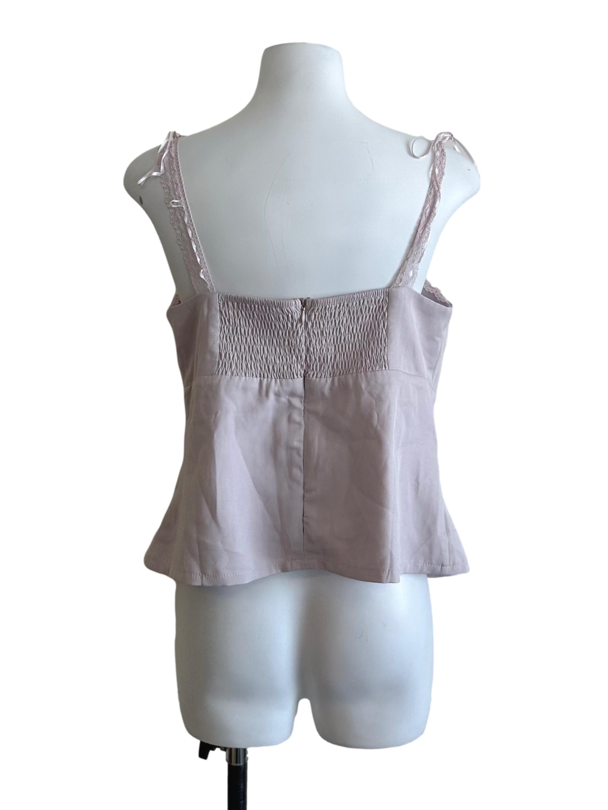 Ash Lavender Pleated Ribbon Top