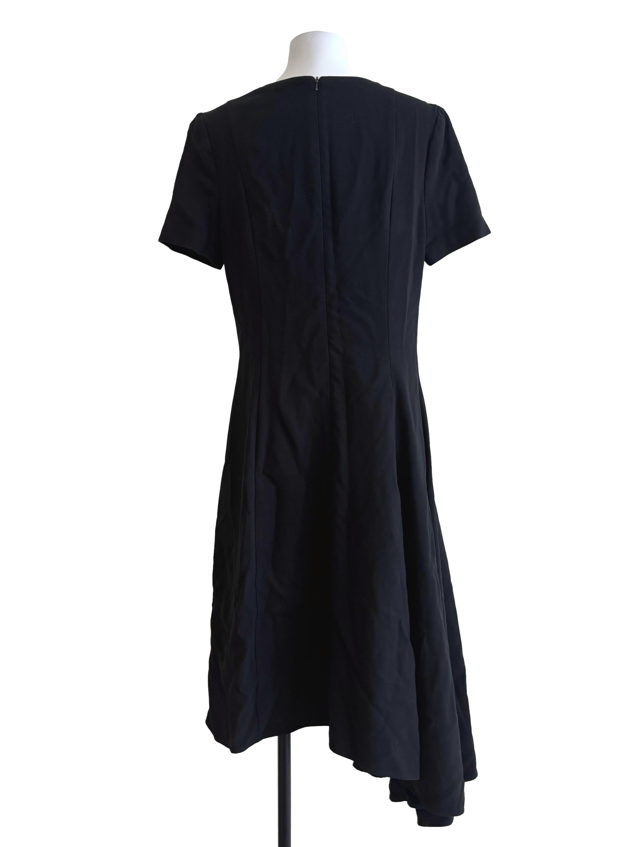 Onyx Black Asymmetrical Short Sleeve Dress