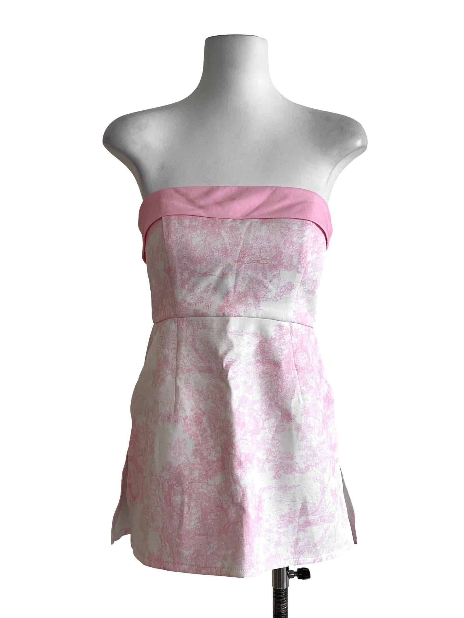 Blush Pink Strapless Floral Top
