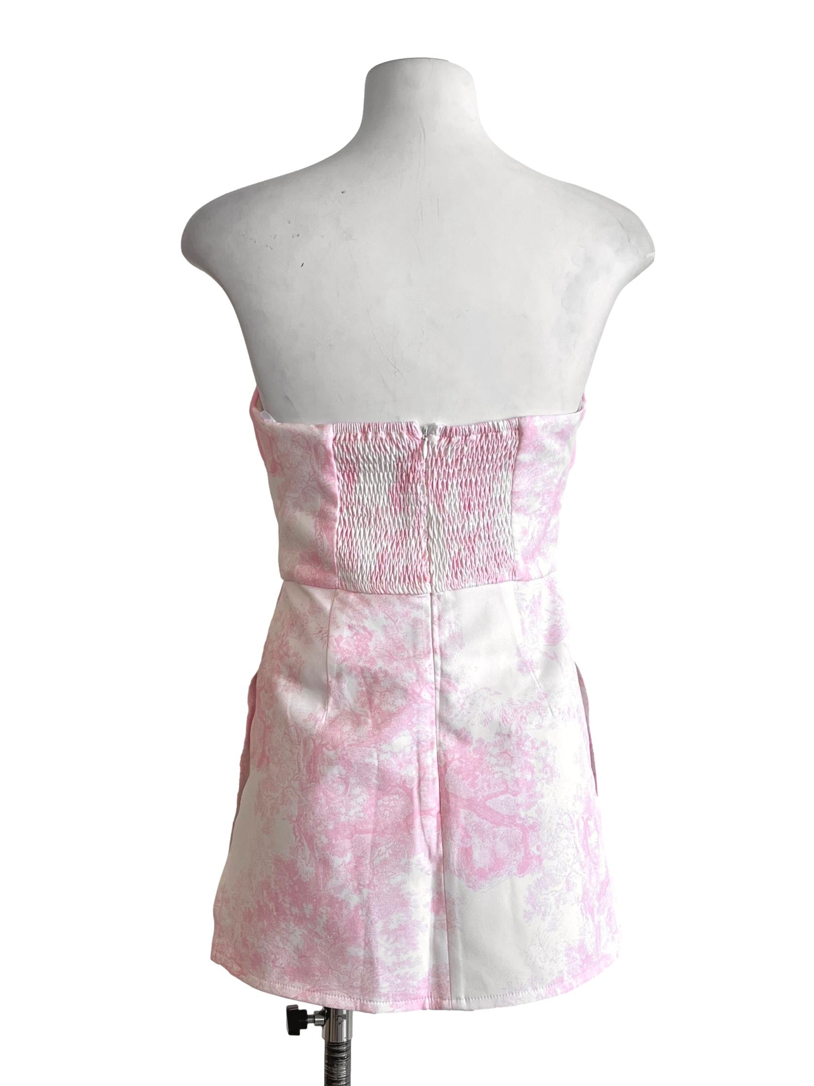 Blush Pink Strapless Floral Top