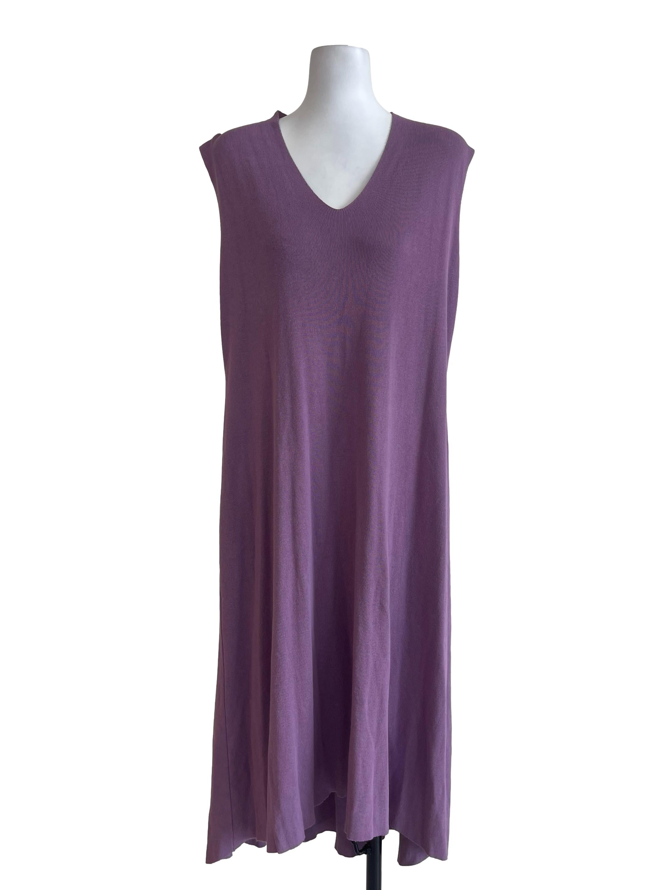 Purple V Neck Basic Dress