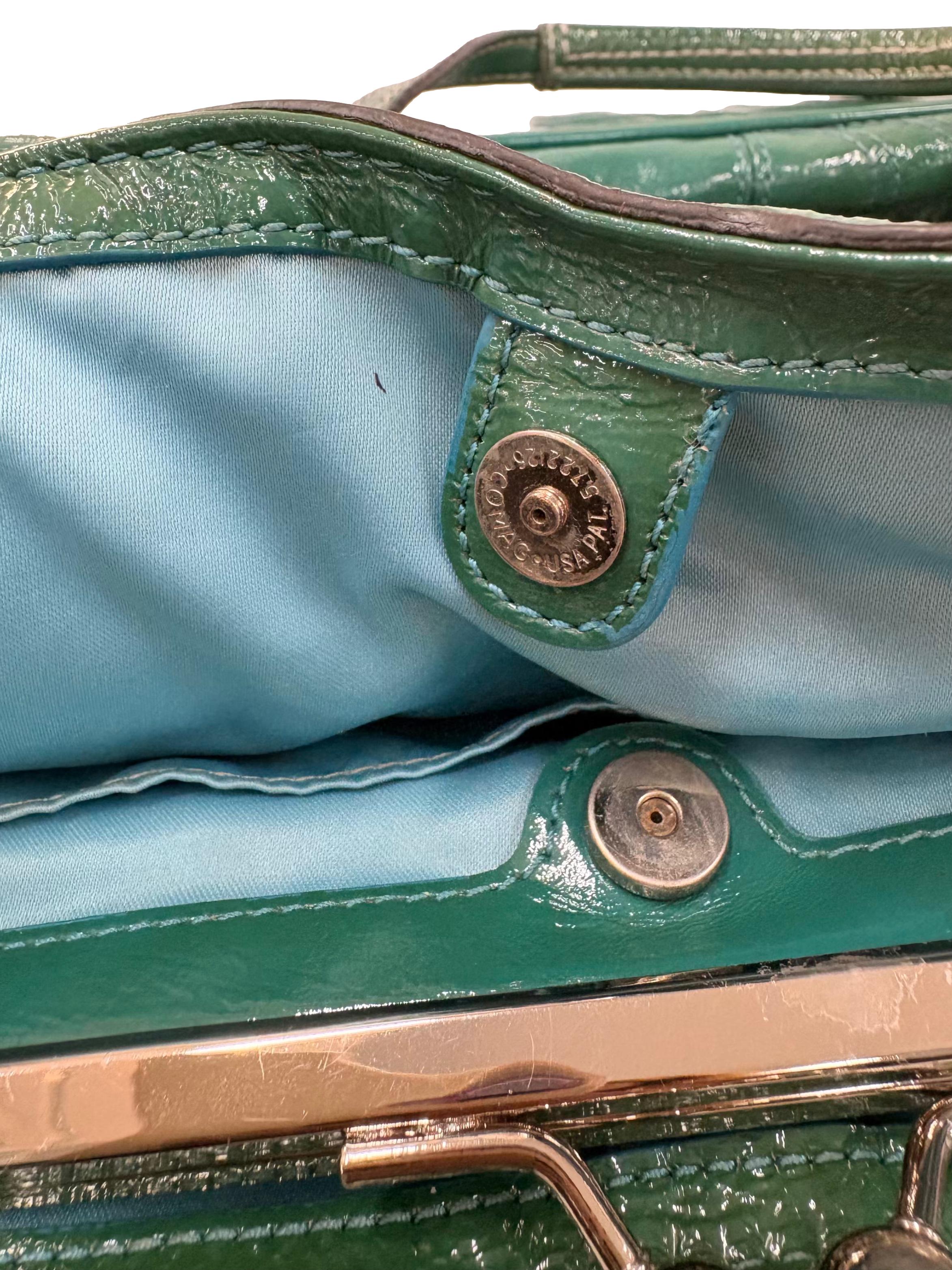 Emerald Patent Leather Kiss Lock Coach Bag