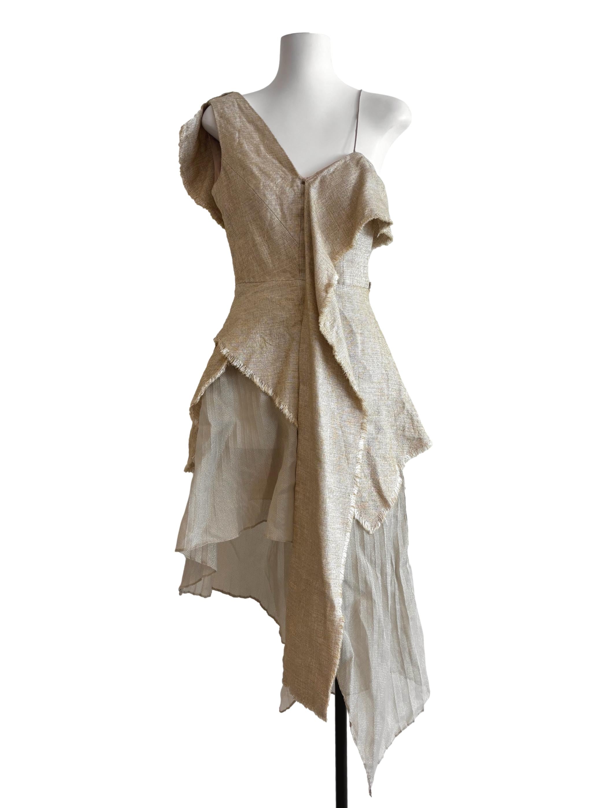Eggshell Asymmetrical Layered Dress