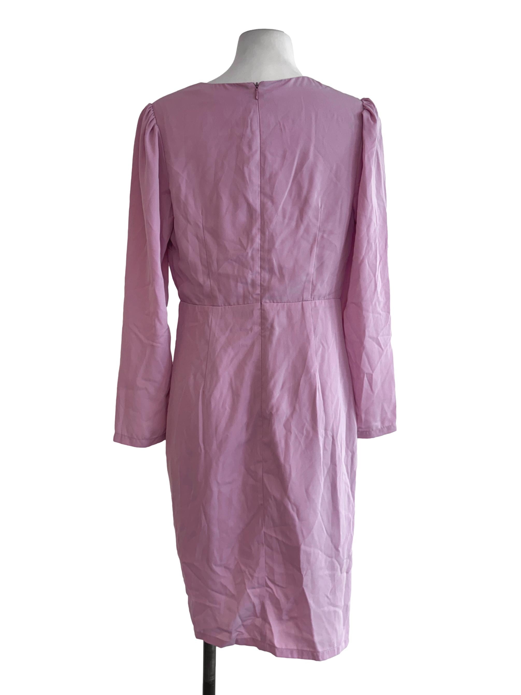 Heather Purple Ruched Long Sleeve Dress