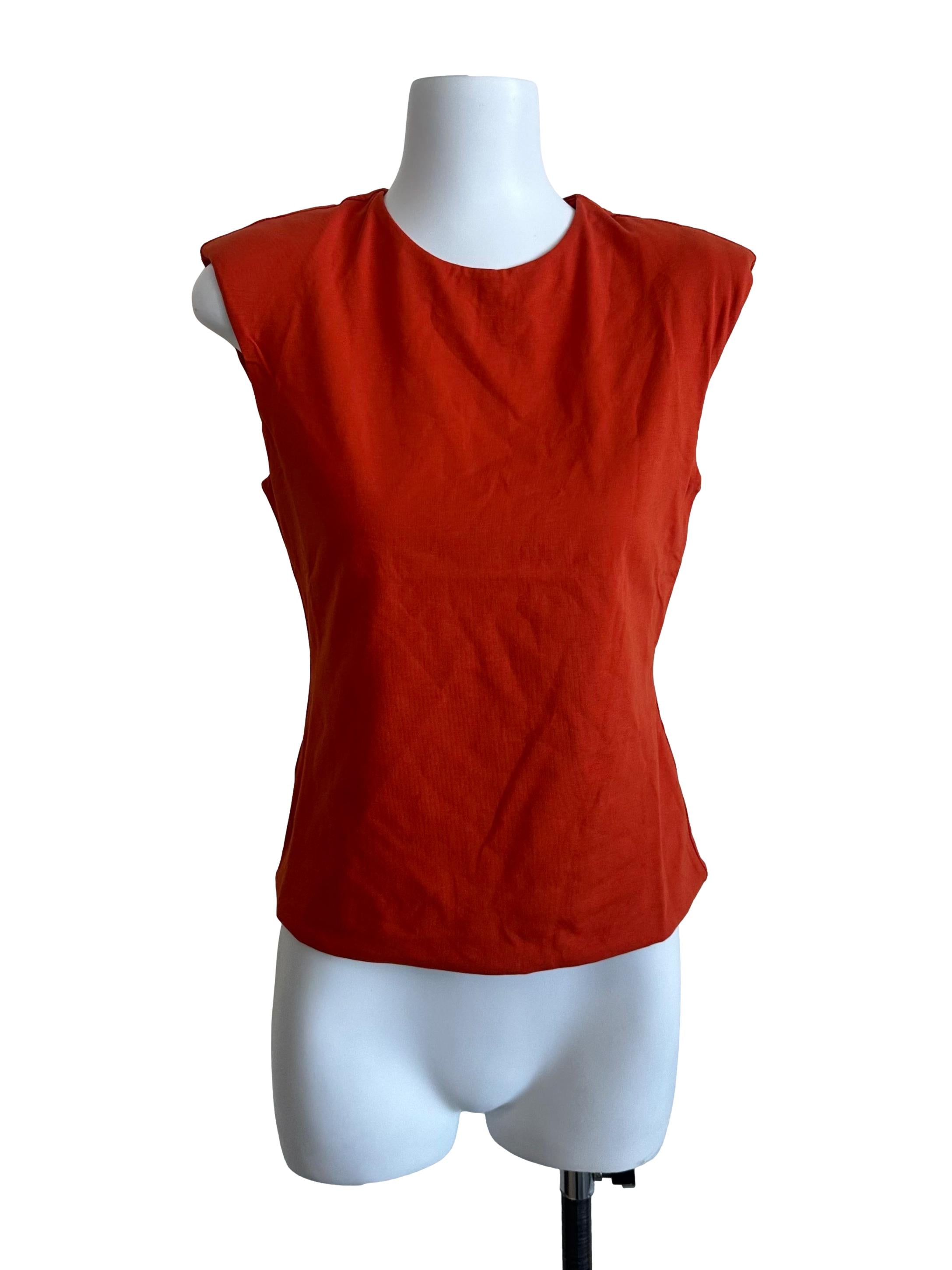 Fire Orange Round Neck Top