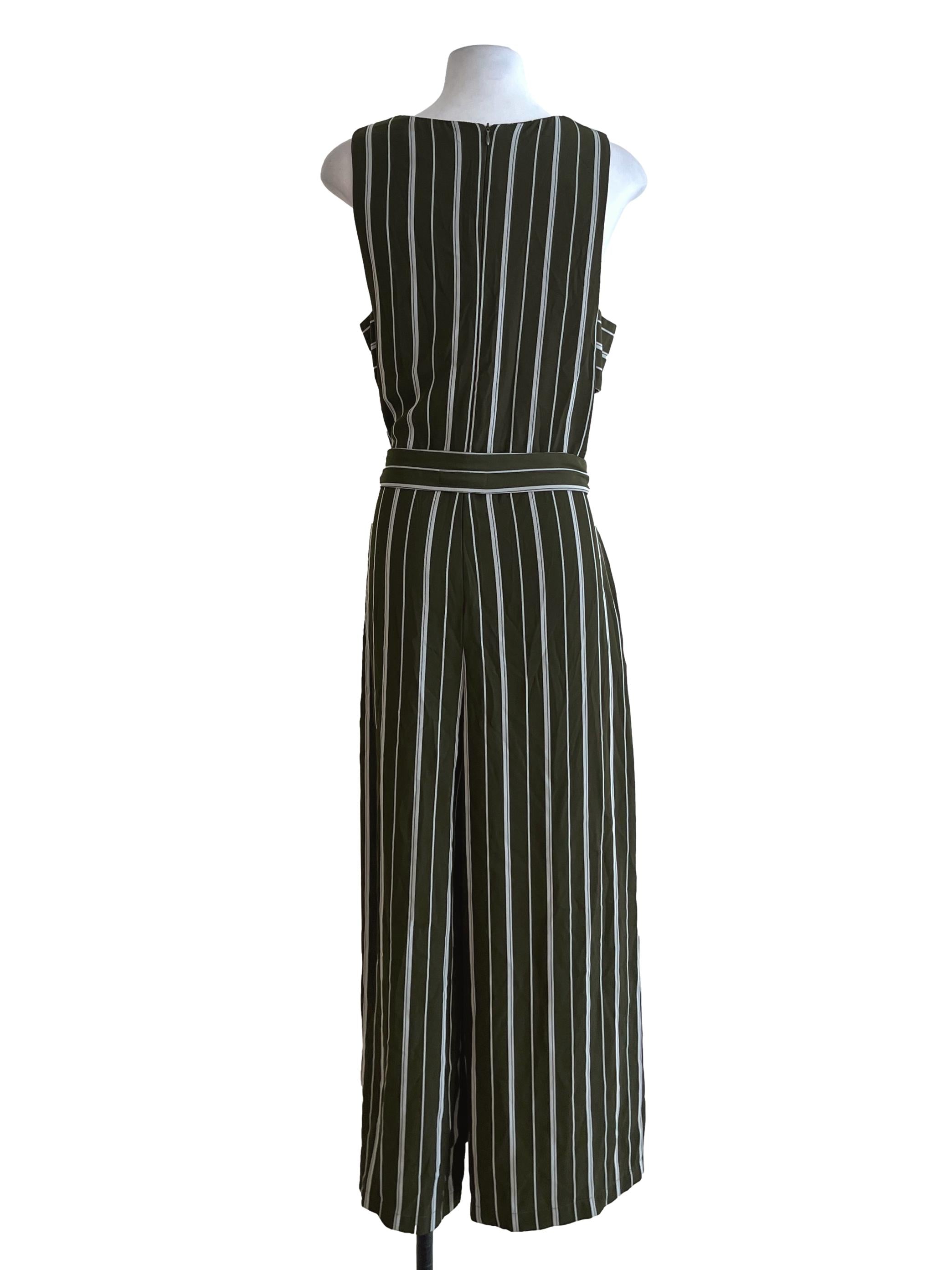 Olive Green Awning Stripe Jumpsuit