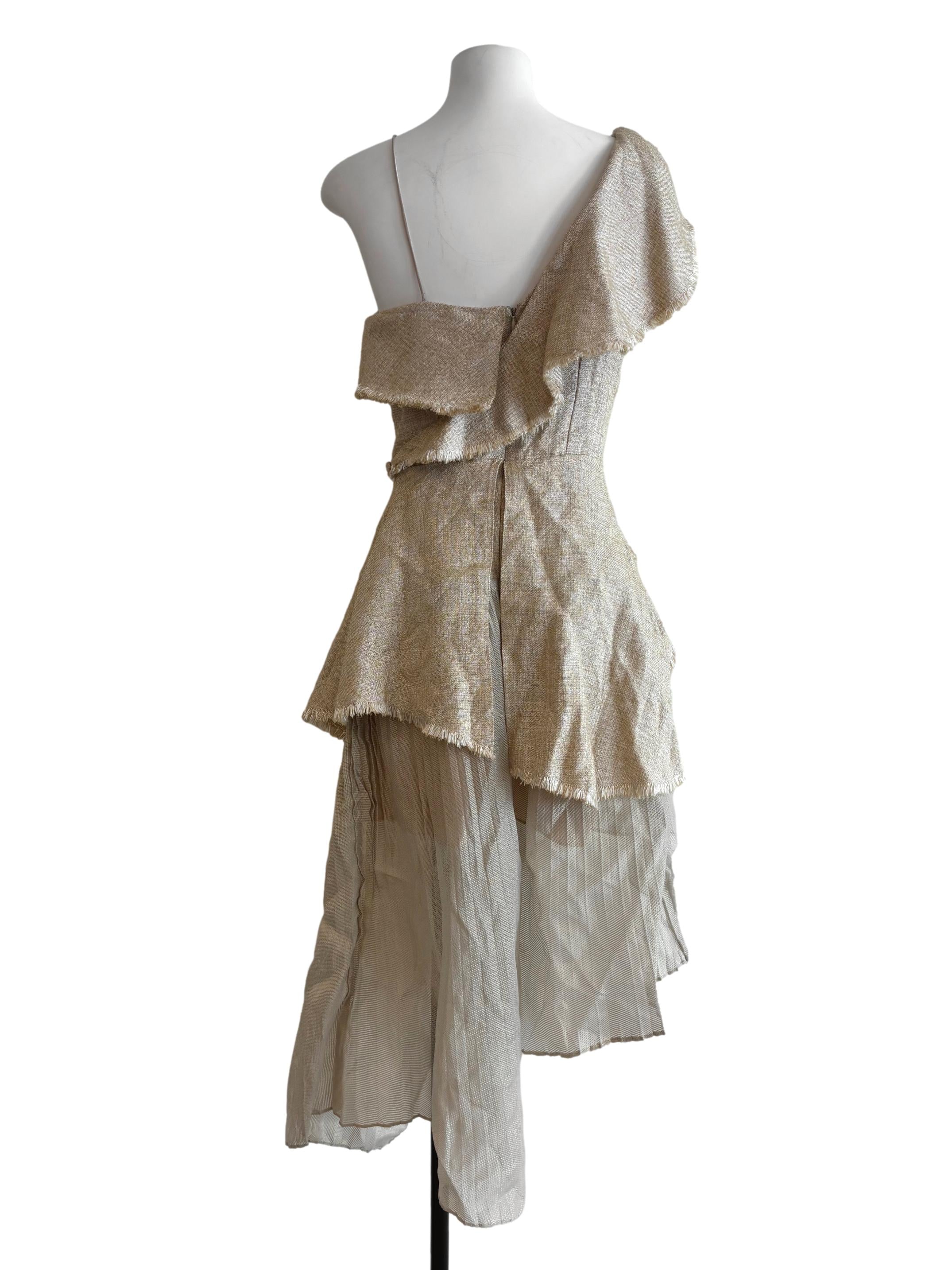 Eggshell Asymmetrical Layered Dress
