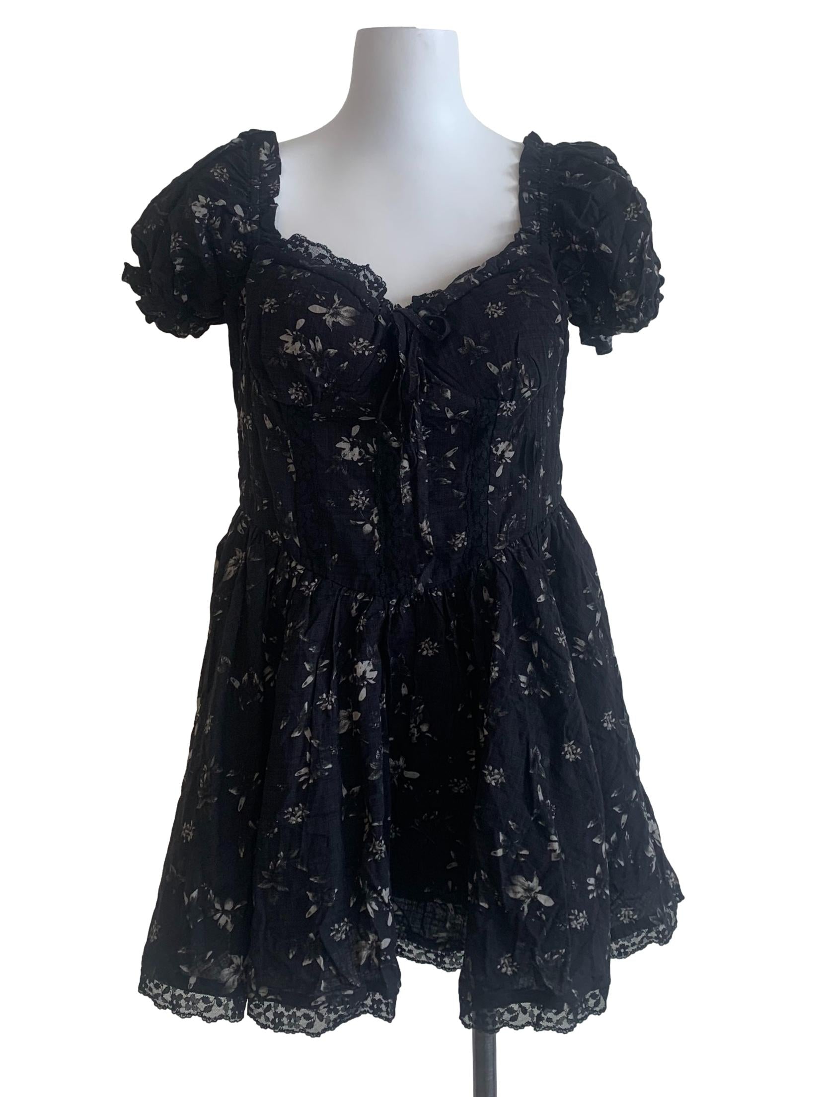 Black Flower Pattern Dress