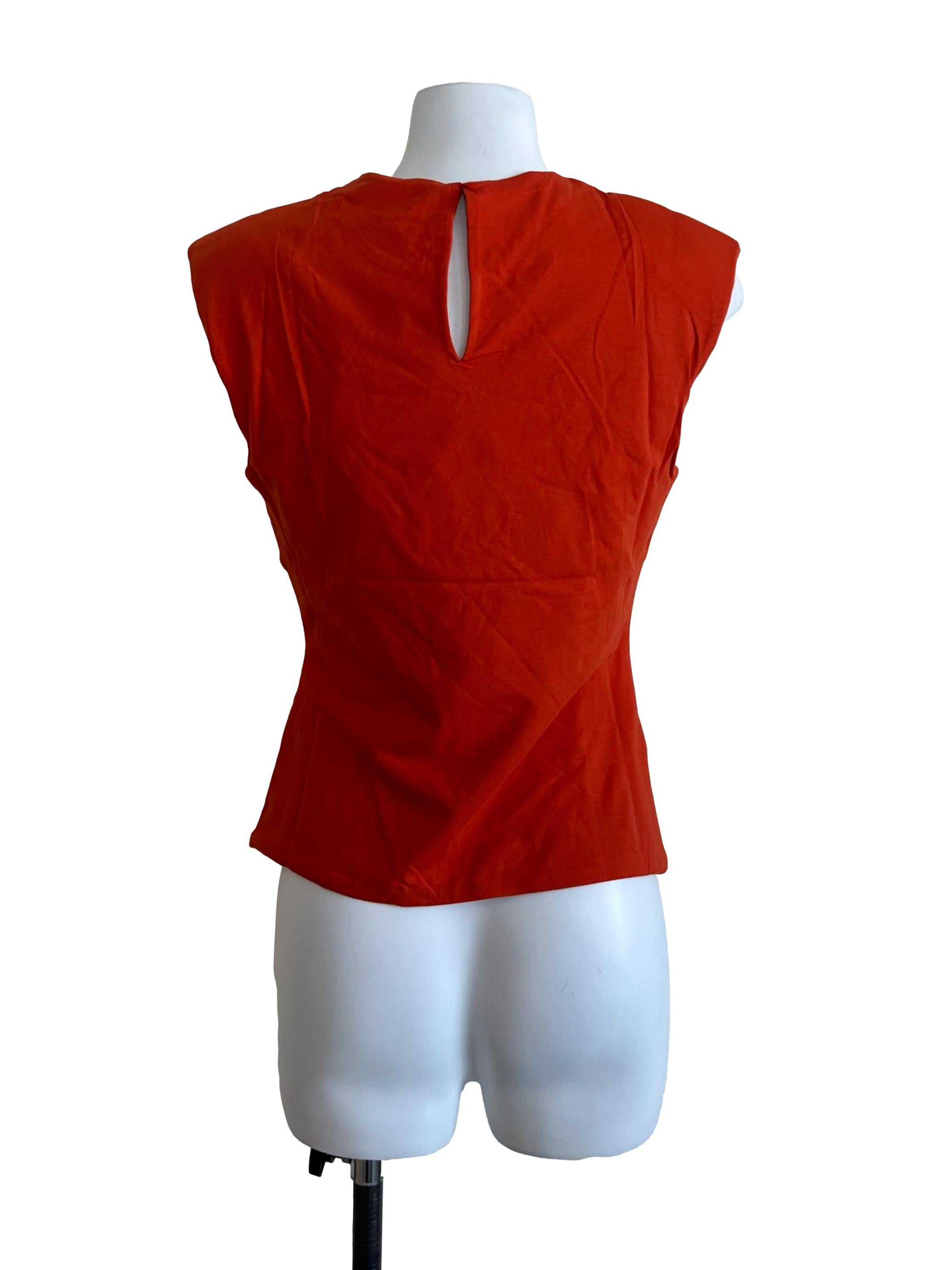 Fire Orange Round Neck Top